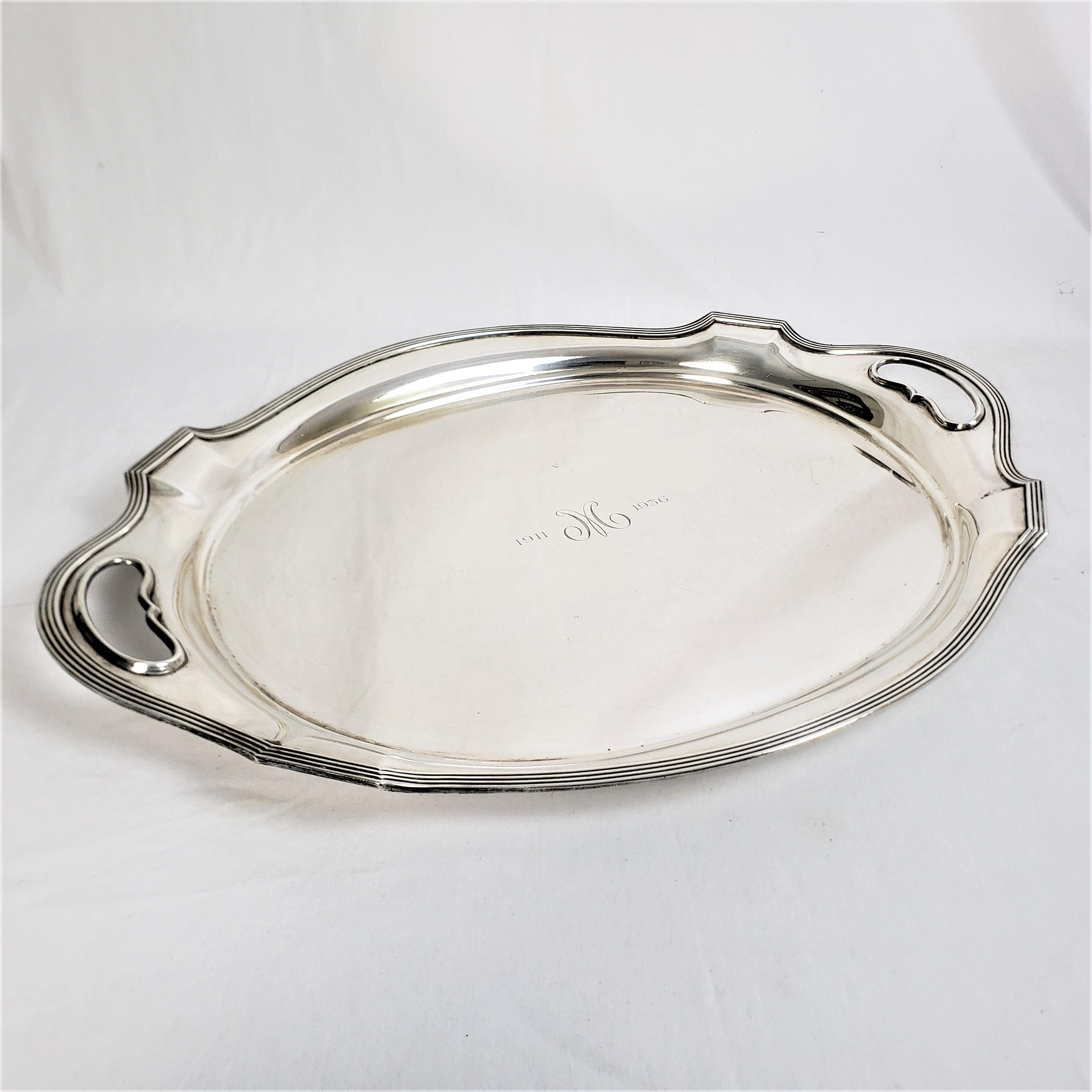 American Antique Art Deco Gorham Large Oval Sterling Silver Serving Tray For Sale
