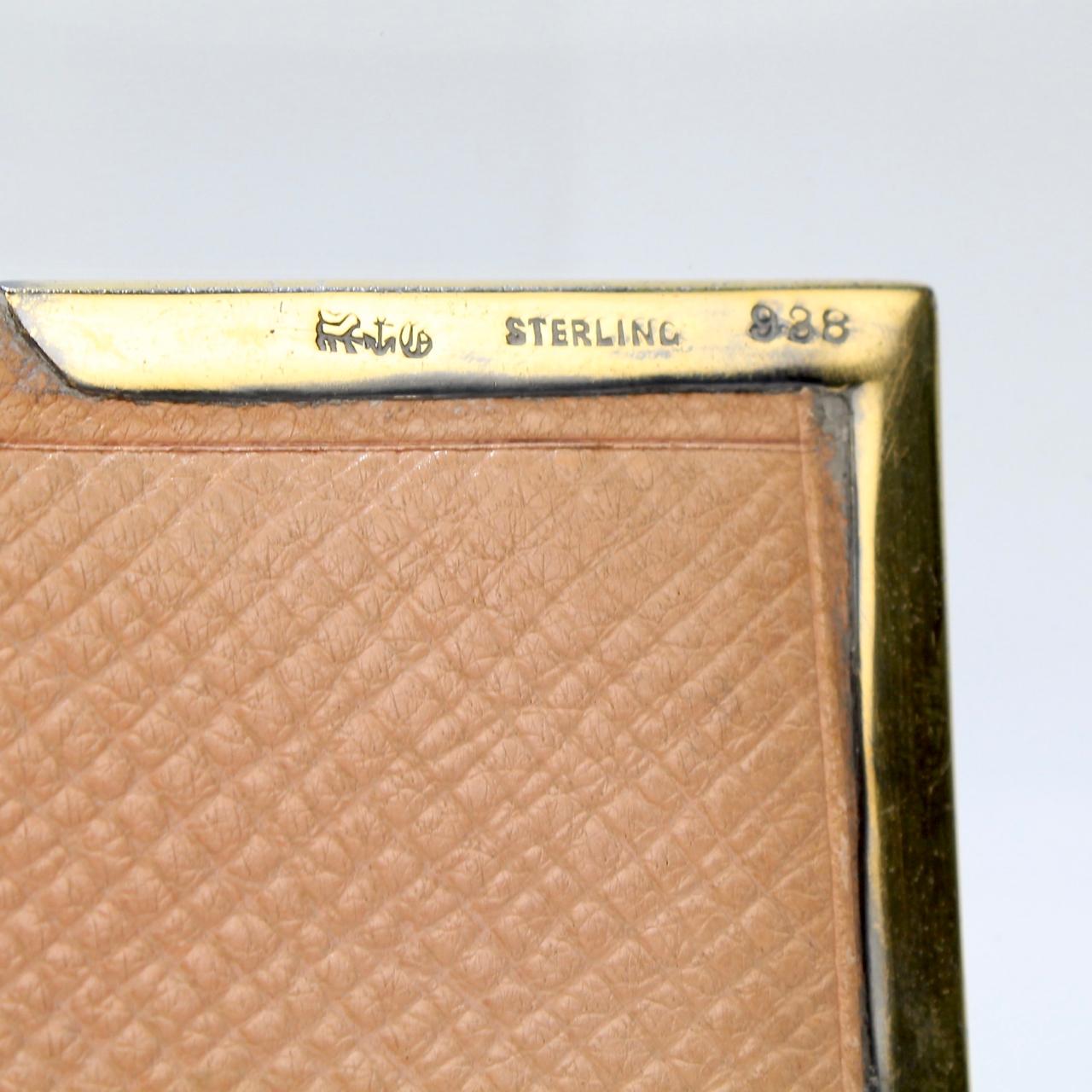 Antique Art Deco Gorham Sterling Silver, Enamel, & Leather Wallet or Billfold For Sale 8