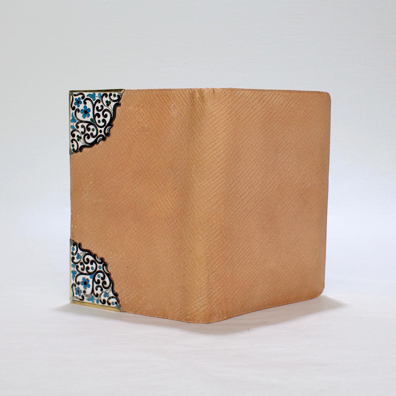 Antique Art Deco Gorham Sterling Silver, Enamel, & Leather Wallet or Billfold For Sale 10