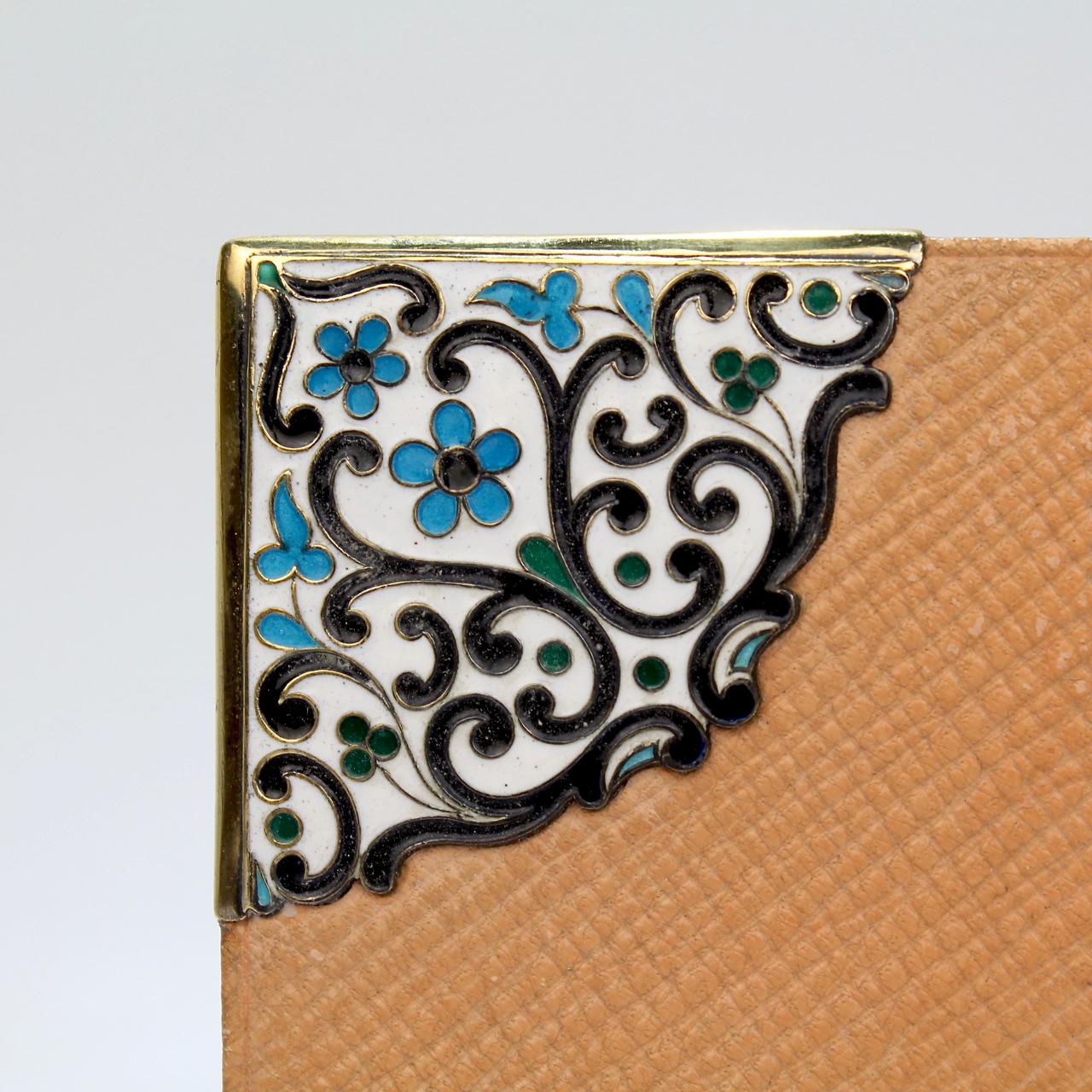 Antique Art Deco Gorham Sterling Silver, Enamel, & Leather Wallet or Billfold For Sale 1