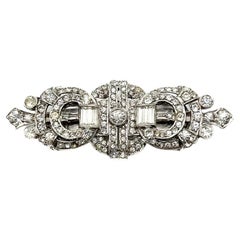 Antique Art Deco Grand Sterling Silver Double Dress Clip 1920s