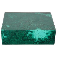 Antique Art Deco Green Malachite Gemstone Trinket Jewelry Keepsake Box Boho