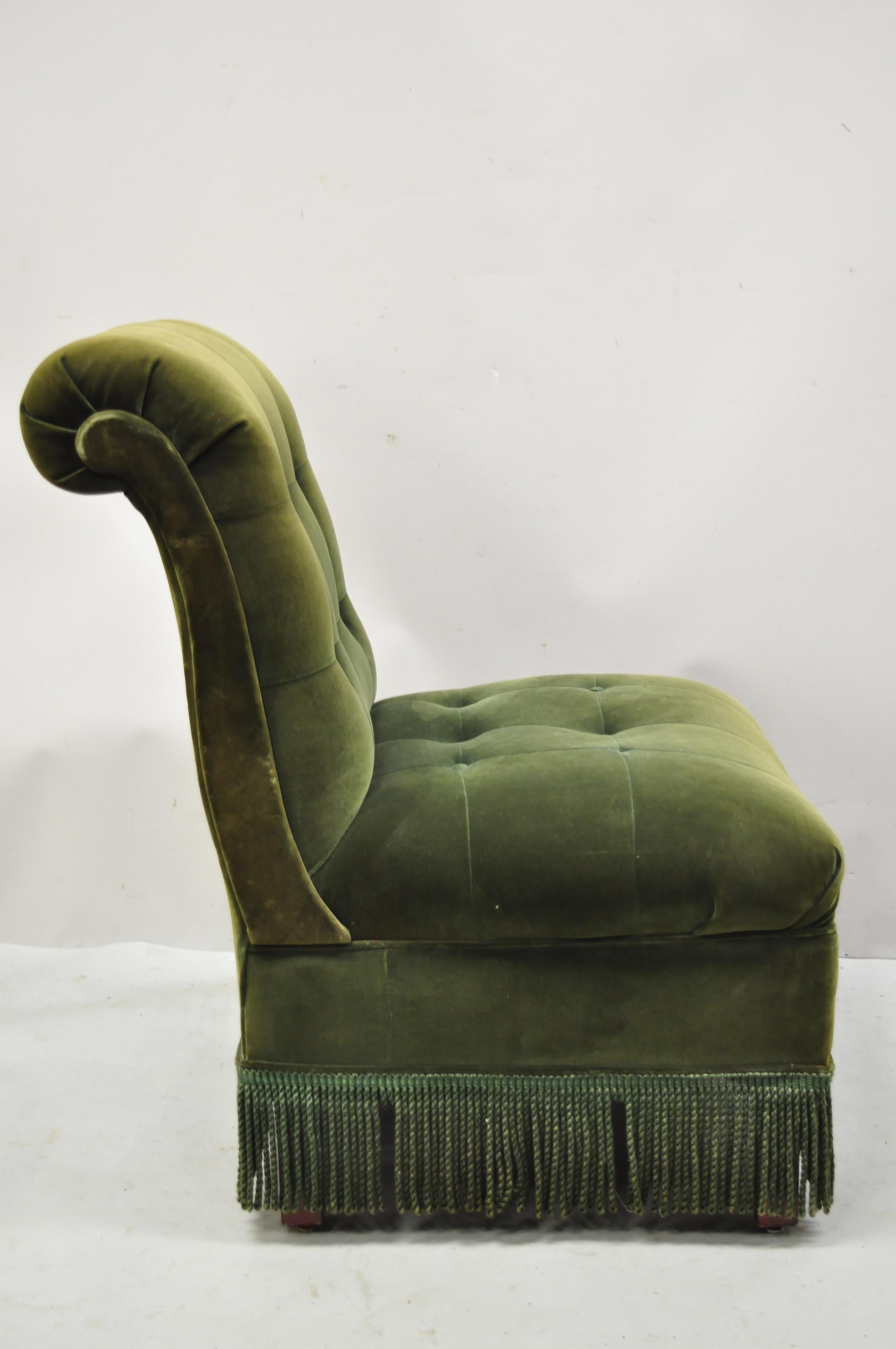 green velvet antique chair