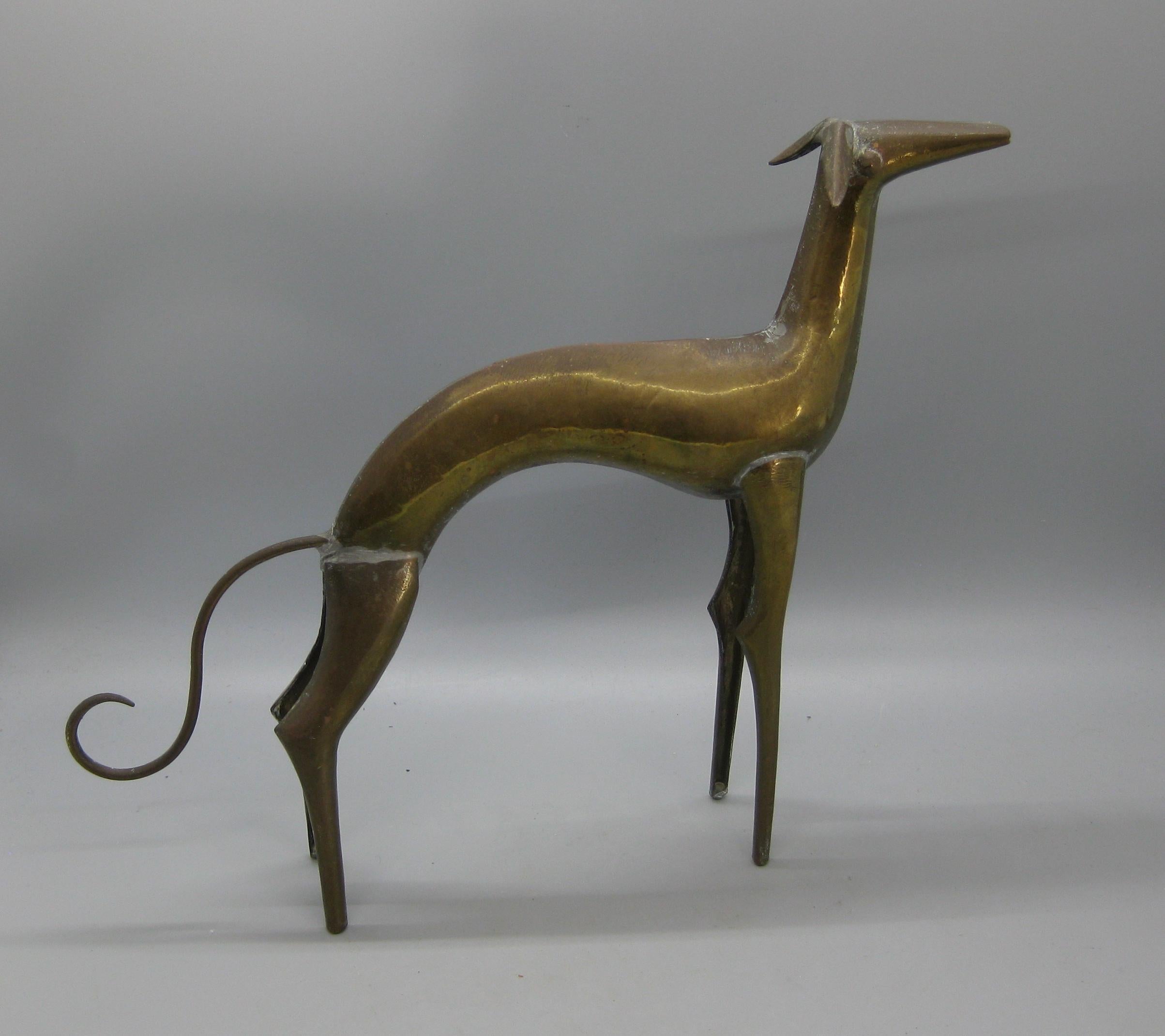 Antiquité Art Deco Greyhound Whippet Dog Figural Brass Figure Sculpture French ? en vente 6