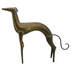 Antique Art Deco Greyhound Whippet Dog Figural Brass Figure Sculpture French?