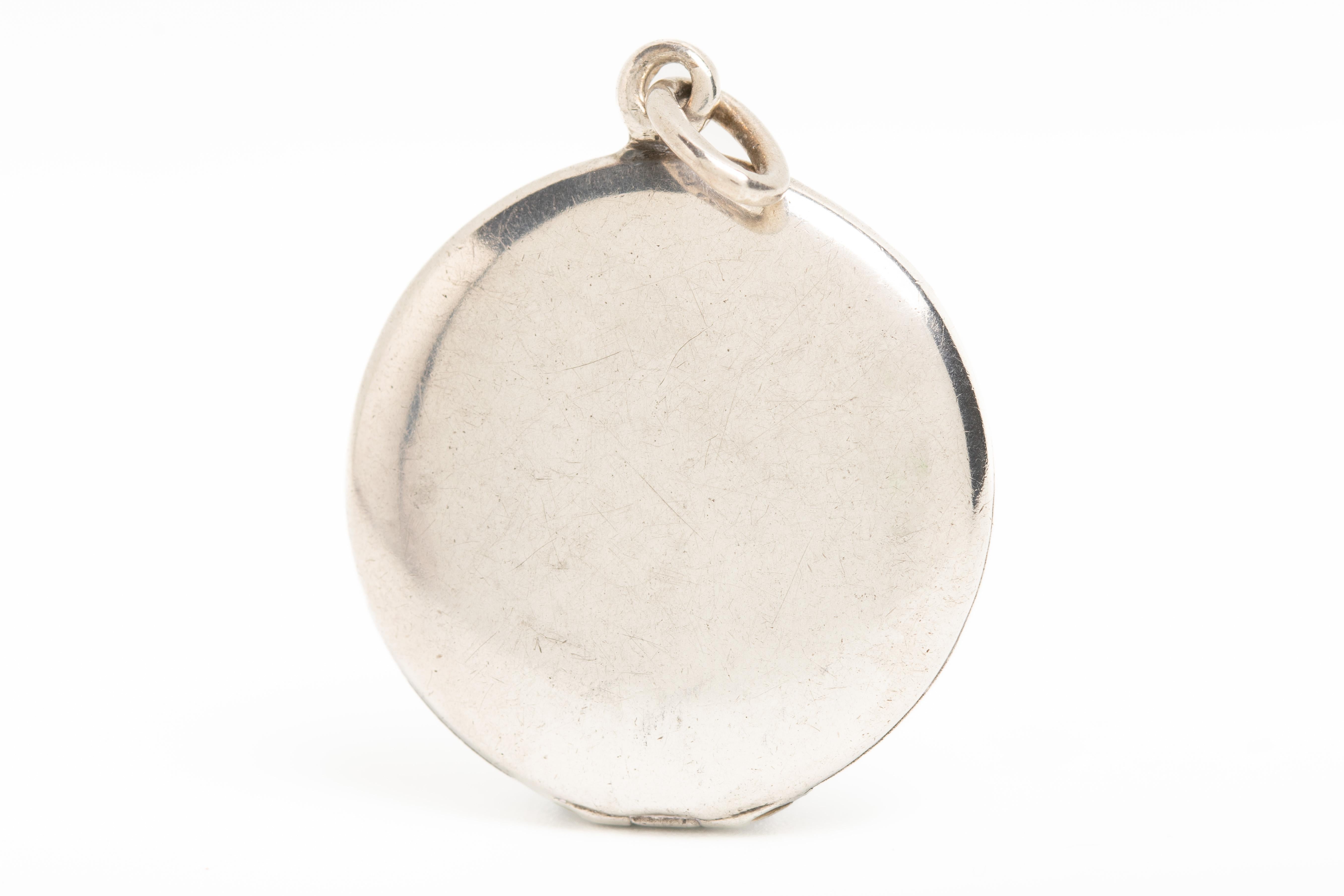 Art Deco Guilloche Emaille Silber Blume Medaillon 1