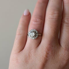 Antique Art Deco Halo Ring, Old-Cut Diamonds  Circa 1930