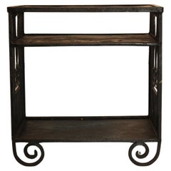Antique Art Deco Hand Forged Wrought Iron Side Table Circa 1920