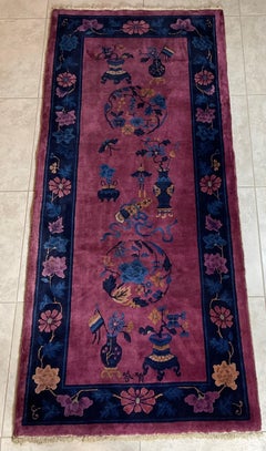 Antique Art Deco Hand Woven Chinese Runner Rug
