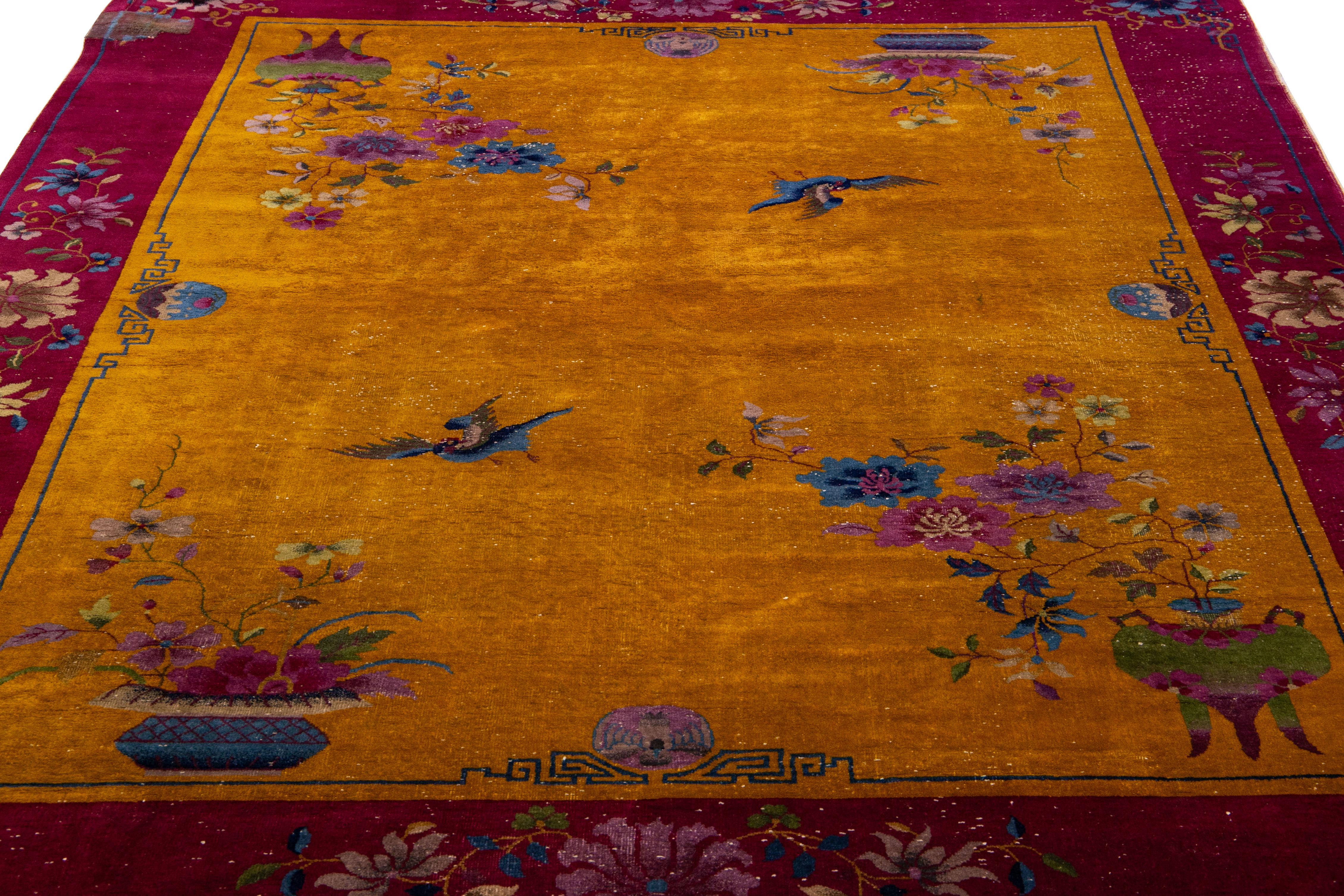 chinese floral wool rugs