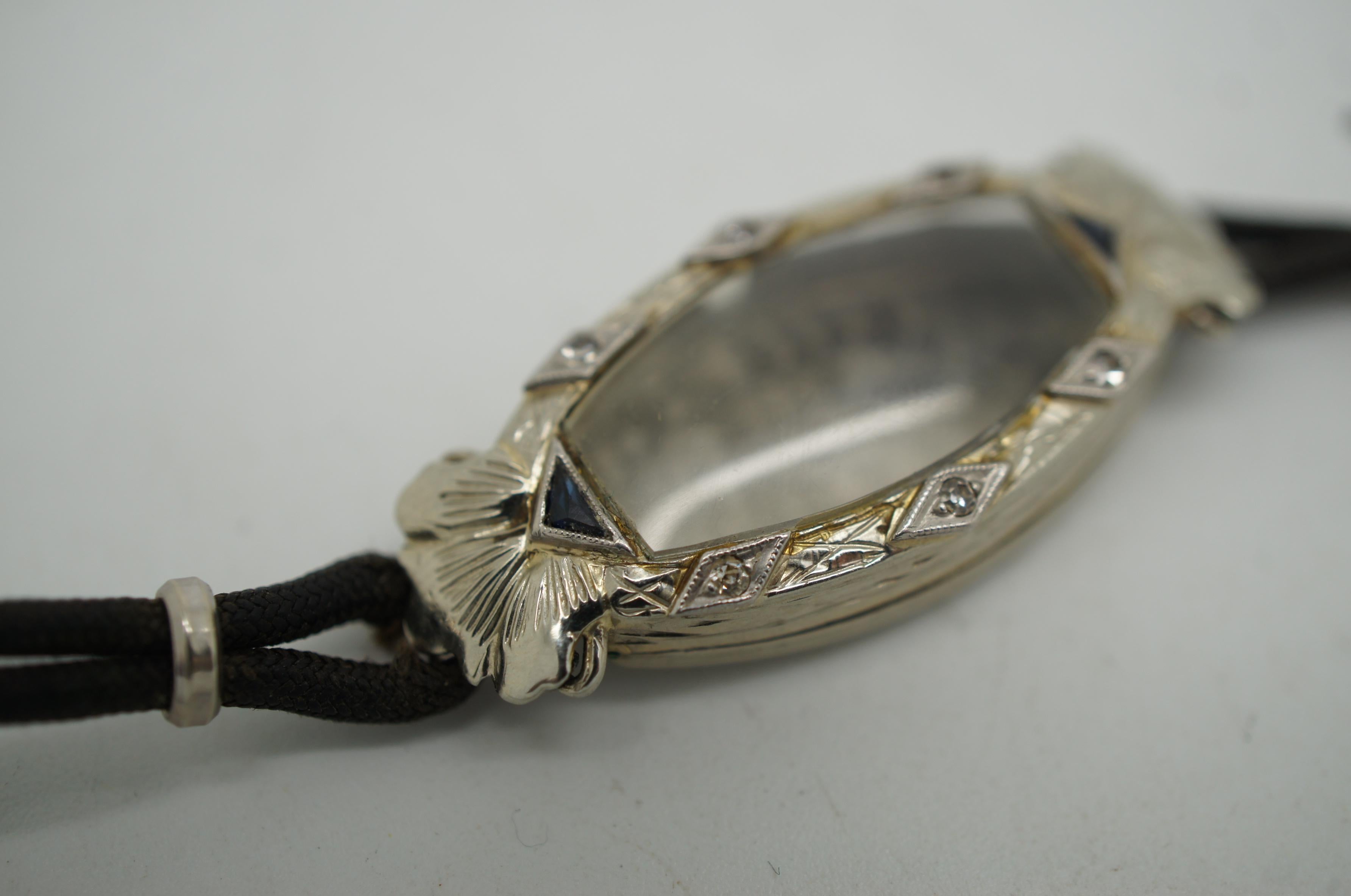 Hayne Watch Co, montre-bracelet art déco ancien pour femmes 18 carats avec garniture en platine 17J en vente 3
