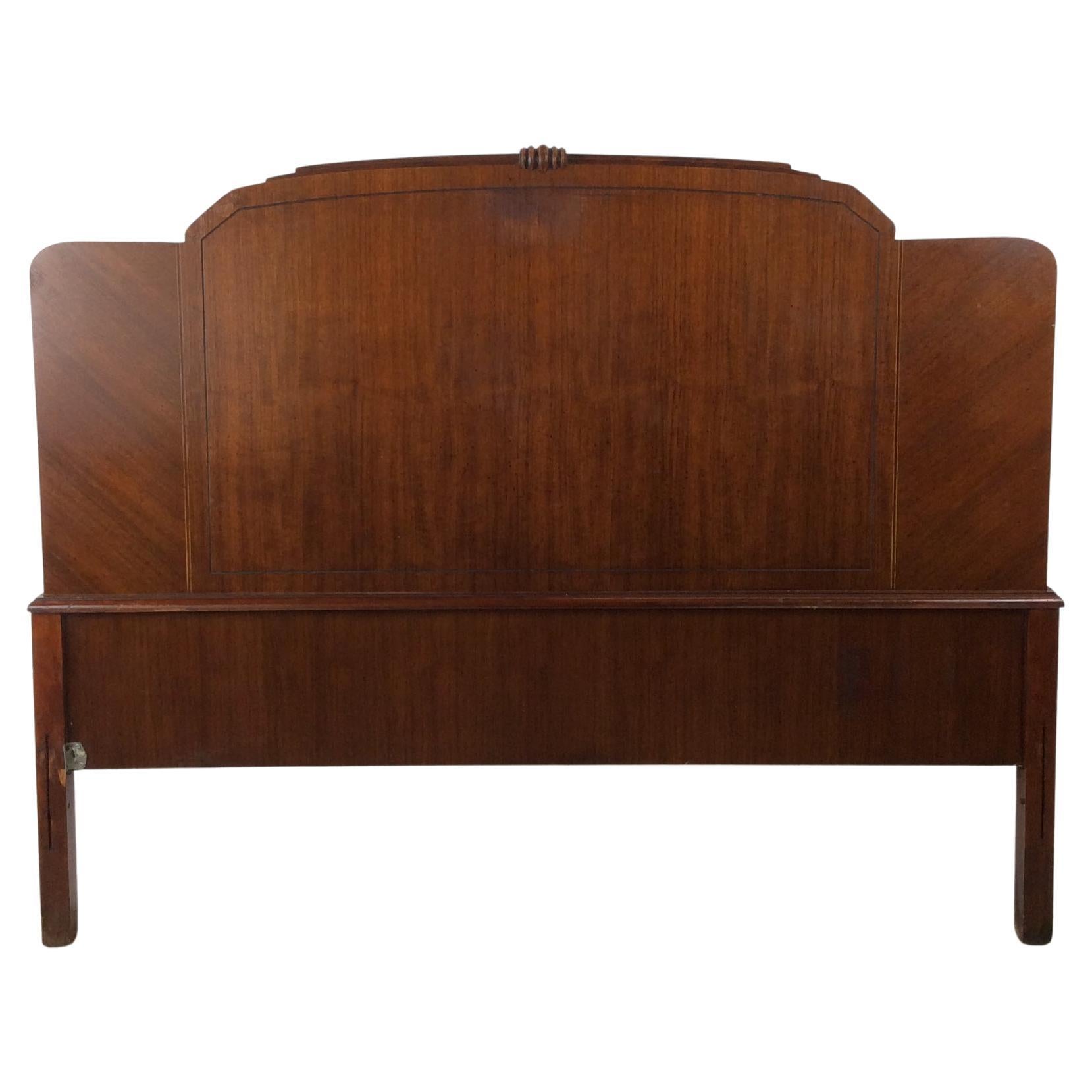 Antique Art Deco Headboard with Mahogany Finish
