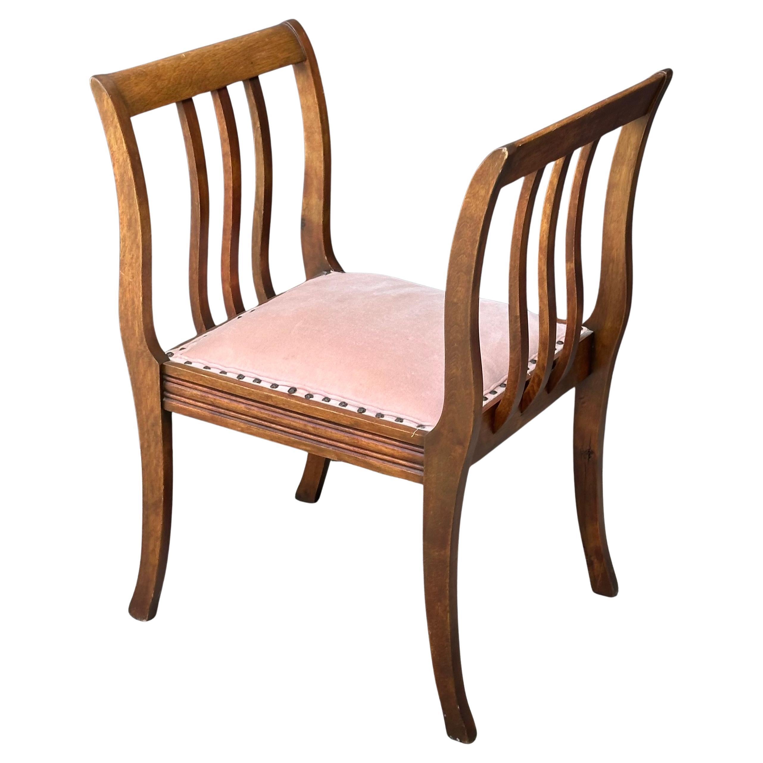 Antique Art Deco High Armed Single Seat Bench In Good Condition For Sale In San Diego, CA