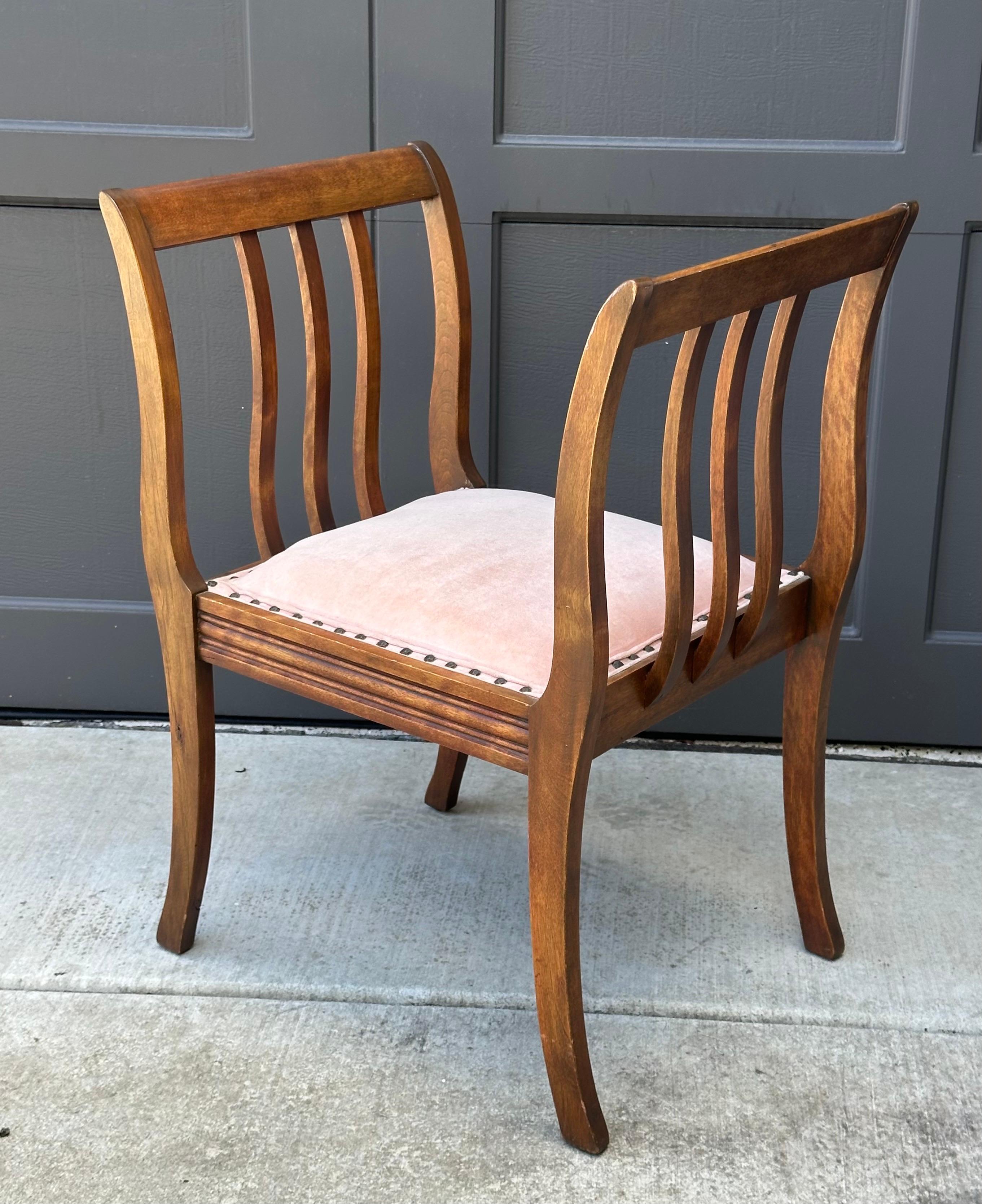 20th Century Antique Art Deco High Armed Single Seat Bench For Sale