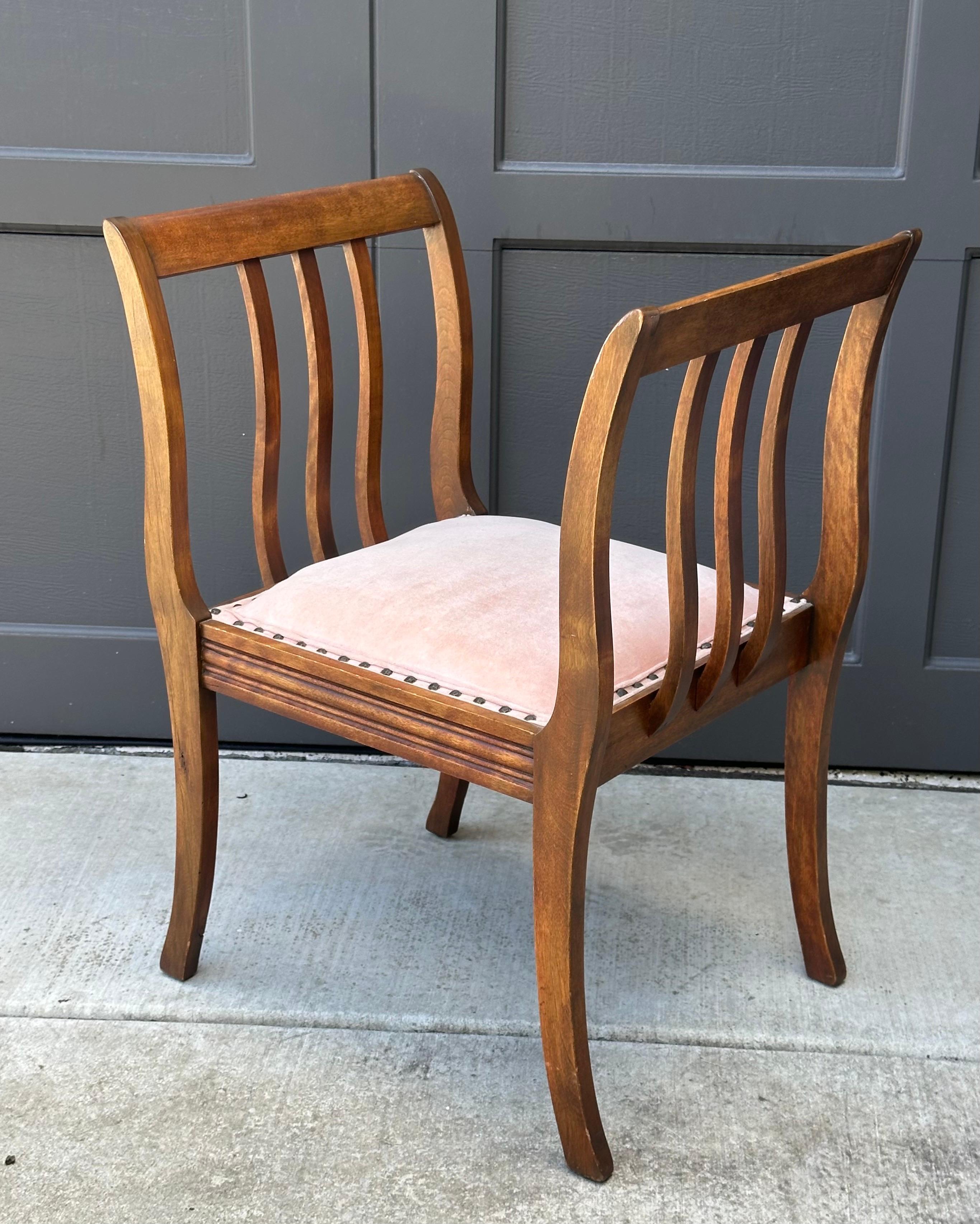 Antique Art Deco High Armed Single Seat Bench For Sale 2
