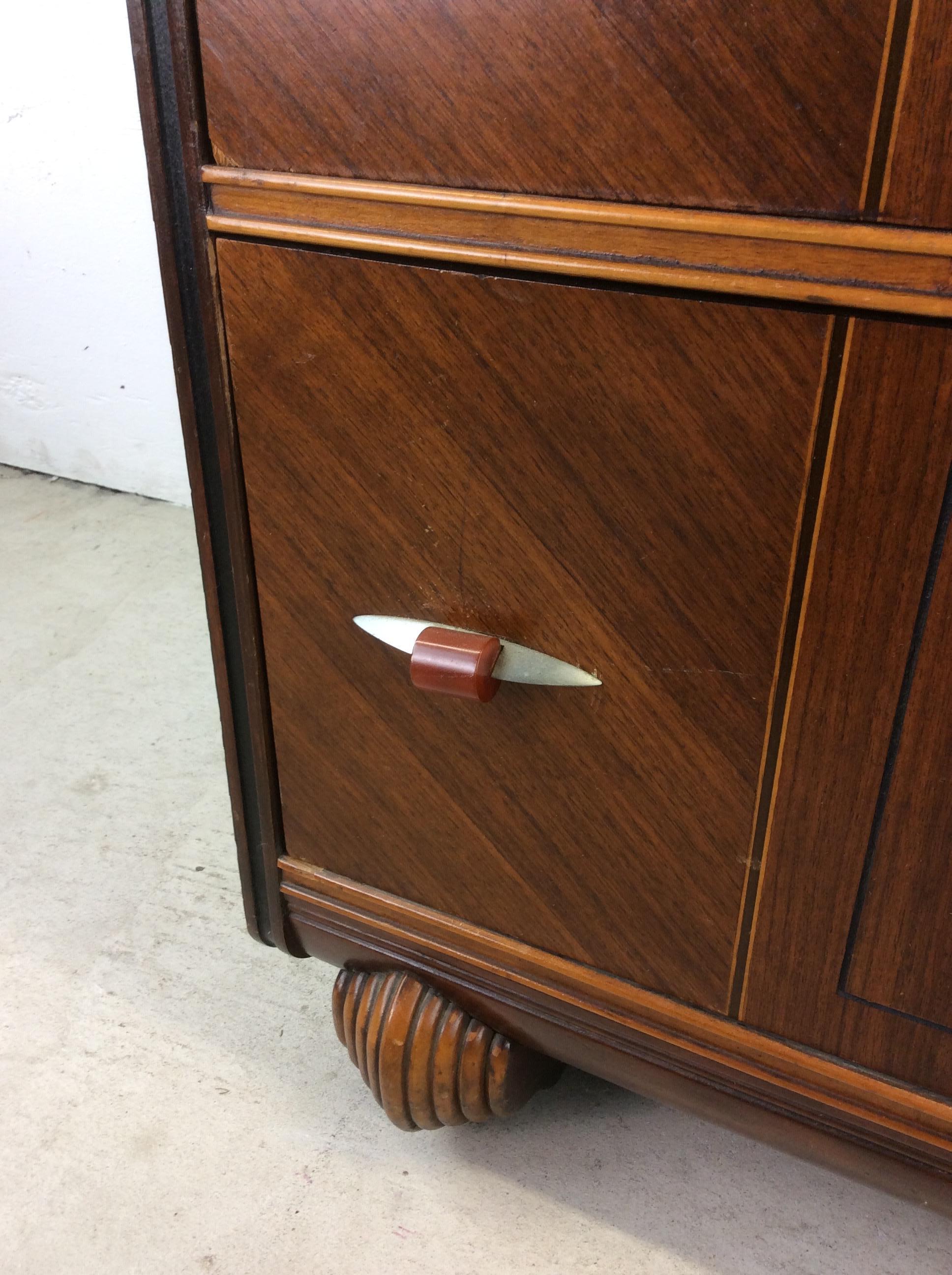 Antique Art Deco Highboy Dresser with Bakelite Hardware 8