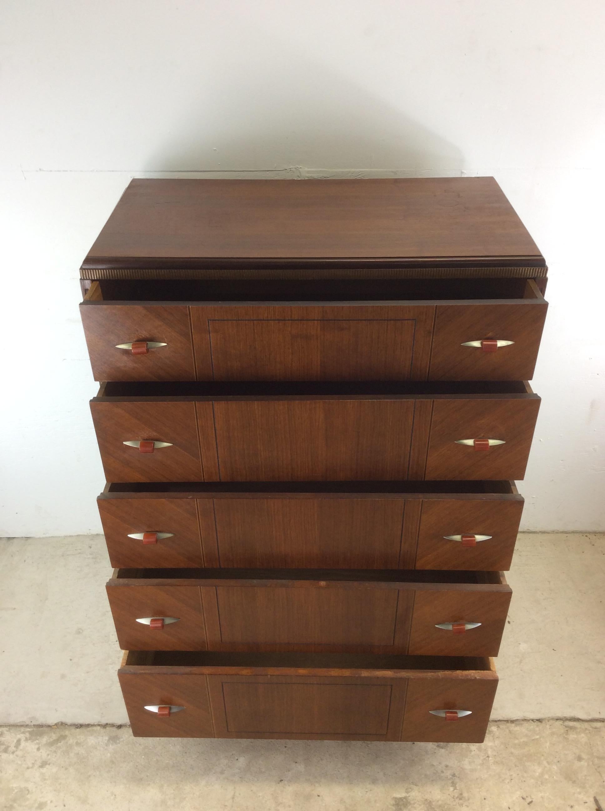 Antique Art Deco Highboy Dresser with Bakelite Hardware 10