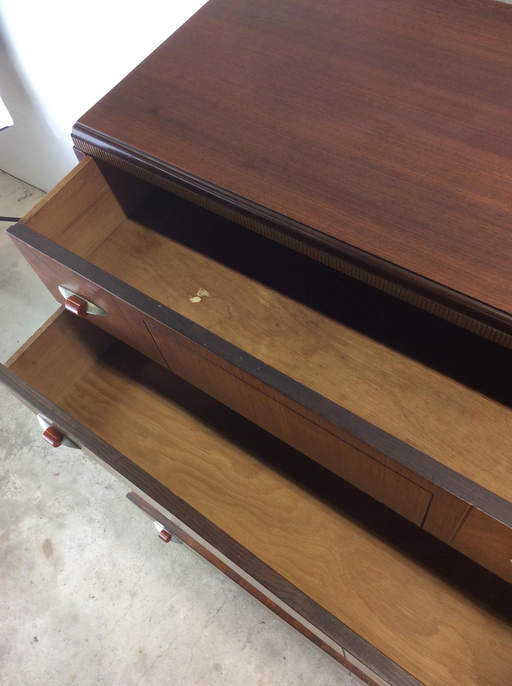 Antique Art Deco Highboy Dresser with Bakelite Hardware For Sale 13