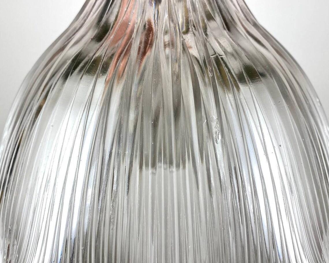 Antique Art Deco Holophane Clear Ribbed Glass Chandelier, 1910s For Sale 1