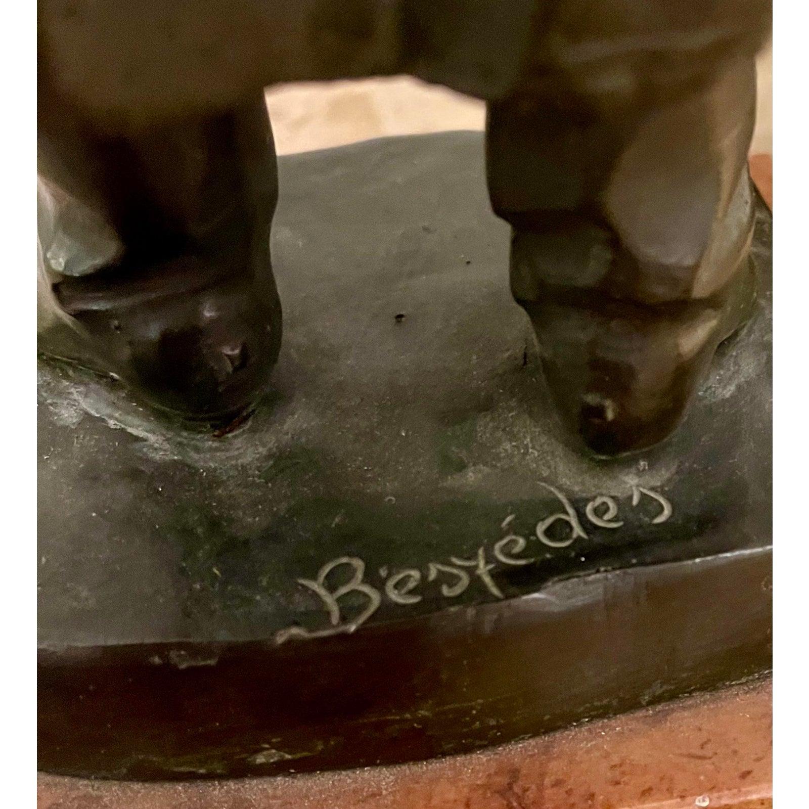 Antique Art Deco Hungarian bronze sculpture the Scholar by Laslo Janos Beszedes

Additional information:
Materials: Bronze
Color: Bronze
Period: 1910s
Styles: Art Deco
Art Subjects: Figure
Item Type: Vintage, Antique or
