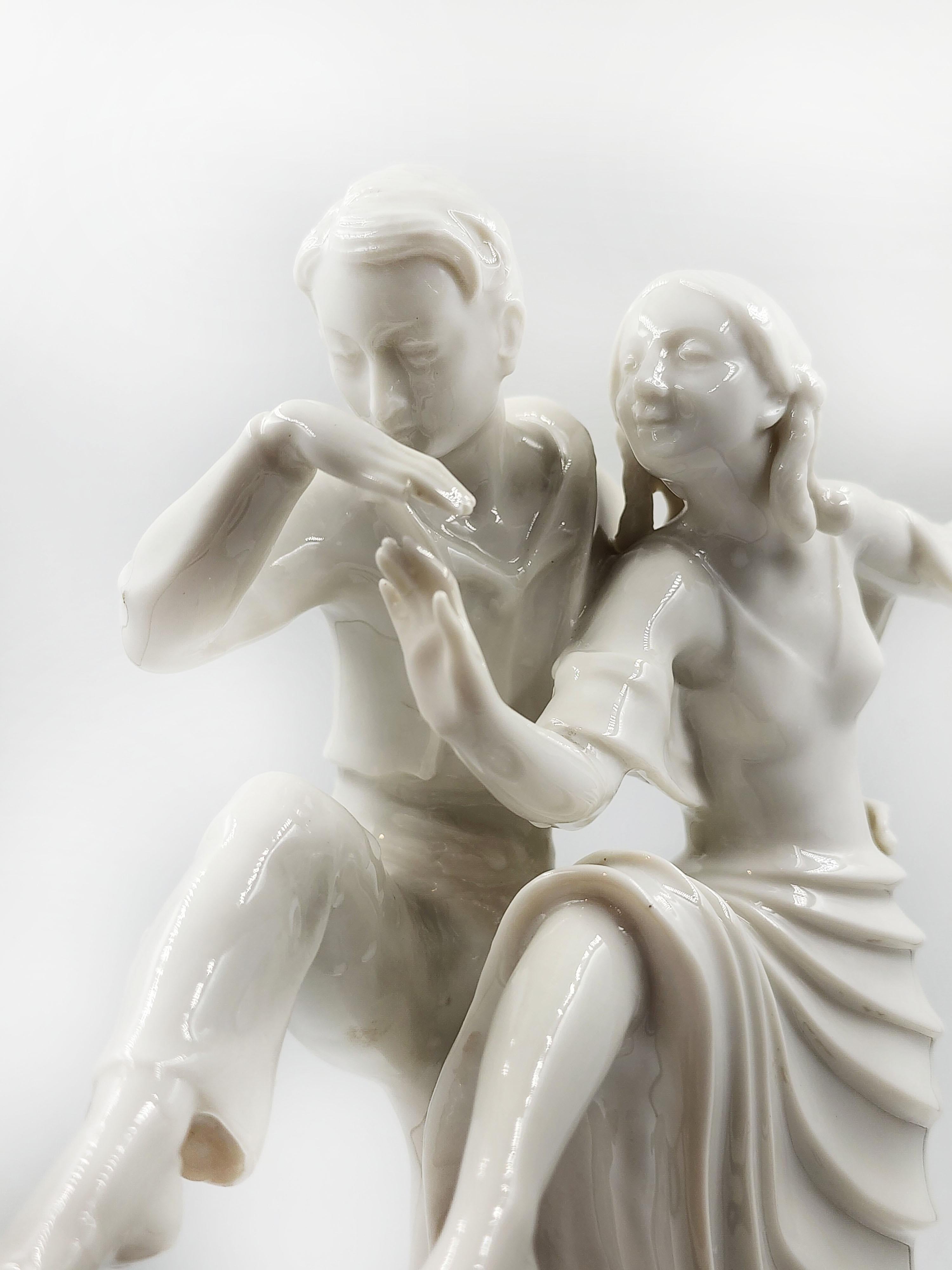 German Antique Art-Deco Hutschenreuther L.H.S porcelain signed by artist For Sale