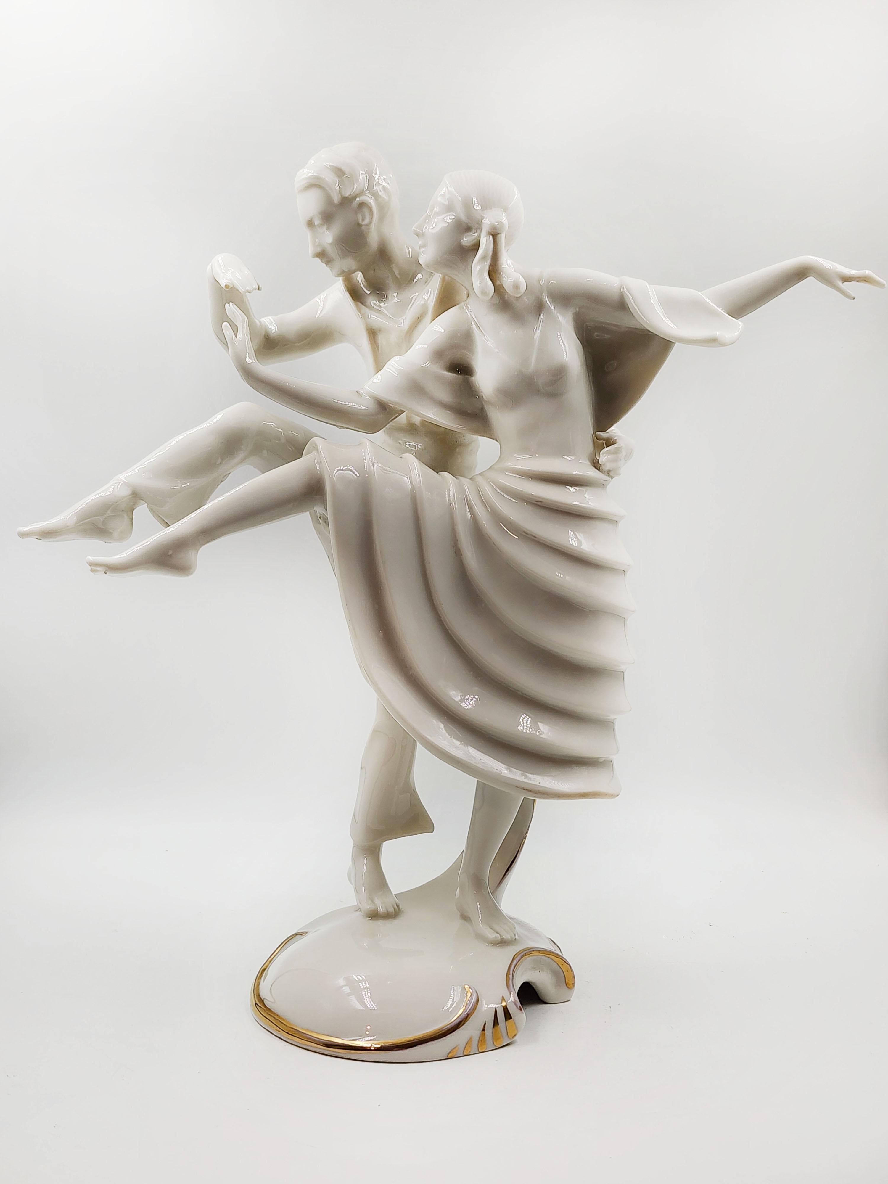 20th Century Antique Art-Deco Hutschenreuther L.H.S porcelain signed by artist For Sale
