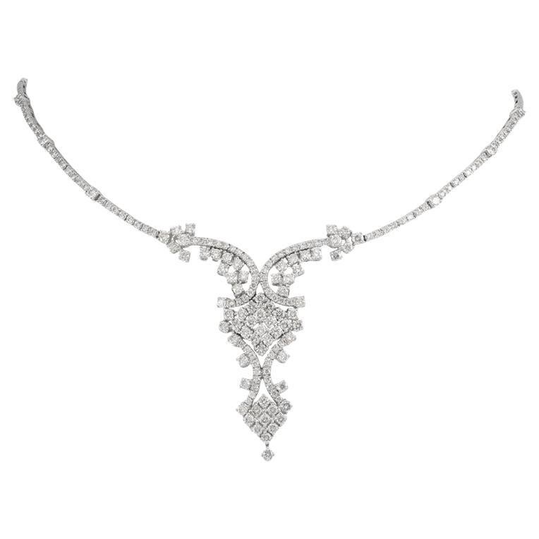 Collana con diamanti taglio rotondo da 6,00 carati di ispirazione antica Art Deco in vendita