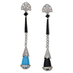 Antique Art Deco Interchangeable Diamond Dangle Earrings