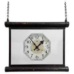 Antique Art Deco Internalite Illuminated Brass Glass Hanging Smiths Clock