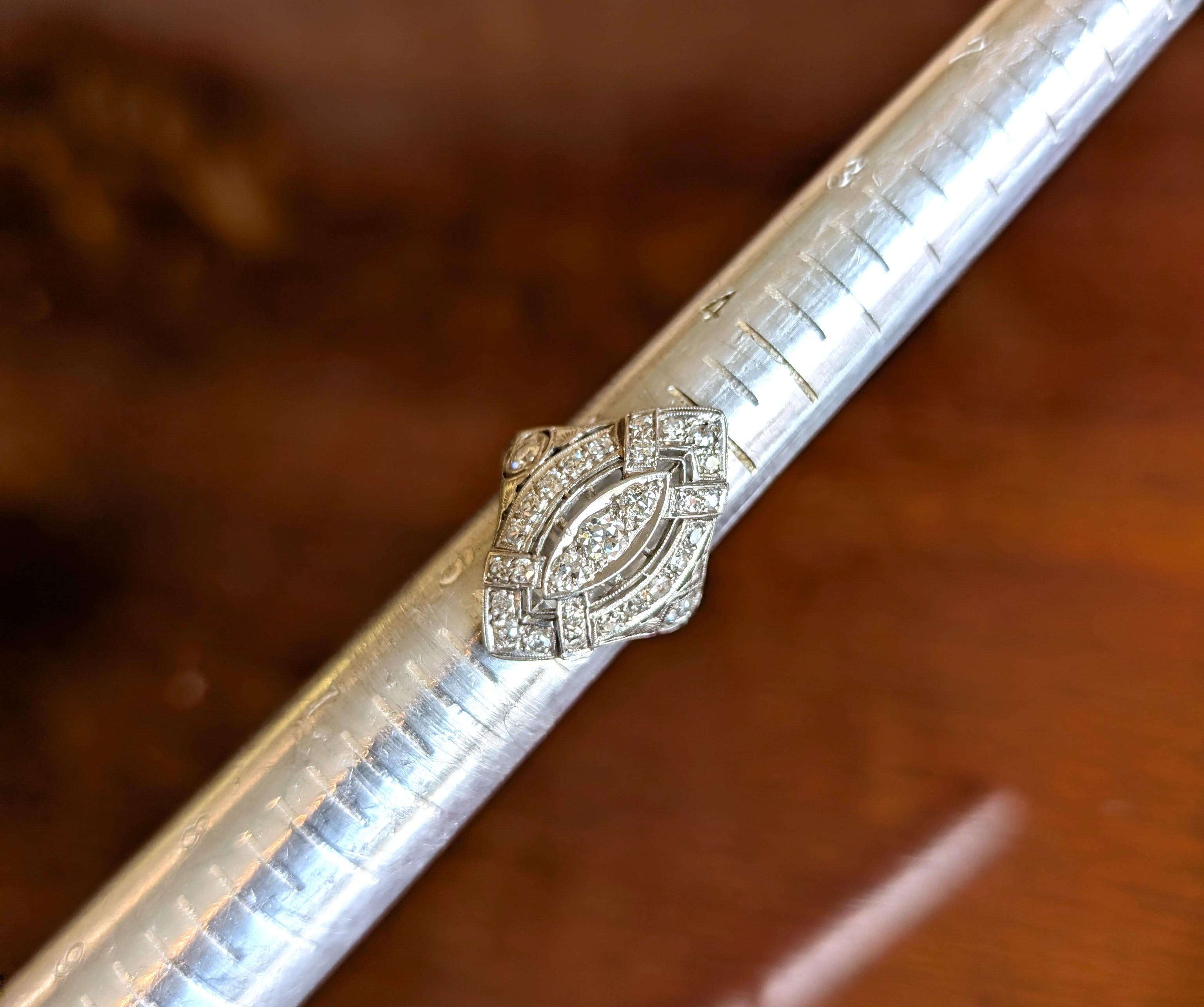 Antique Art Deco Irid Platinum Diamond Ring Navette 1920's 1930's US Size 5.25 For Sale 1