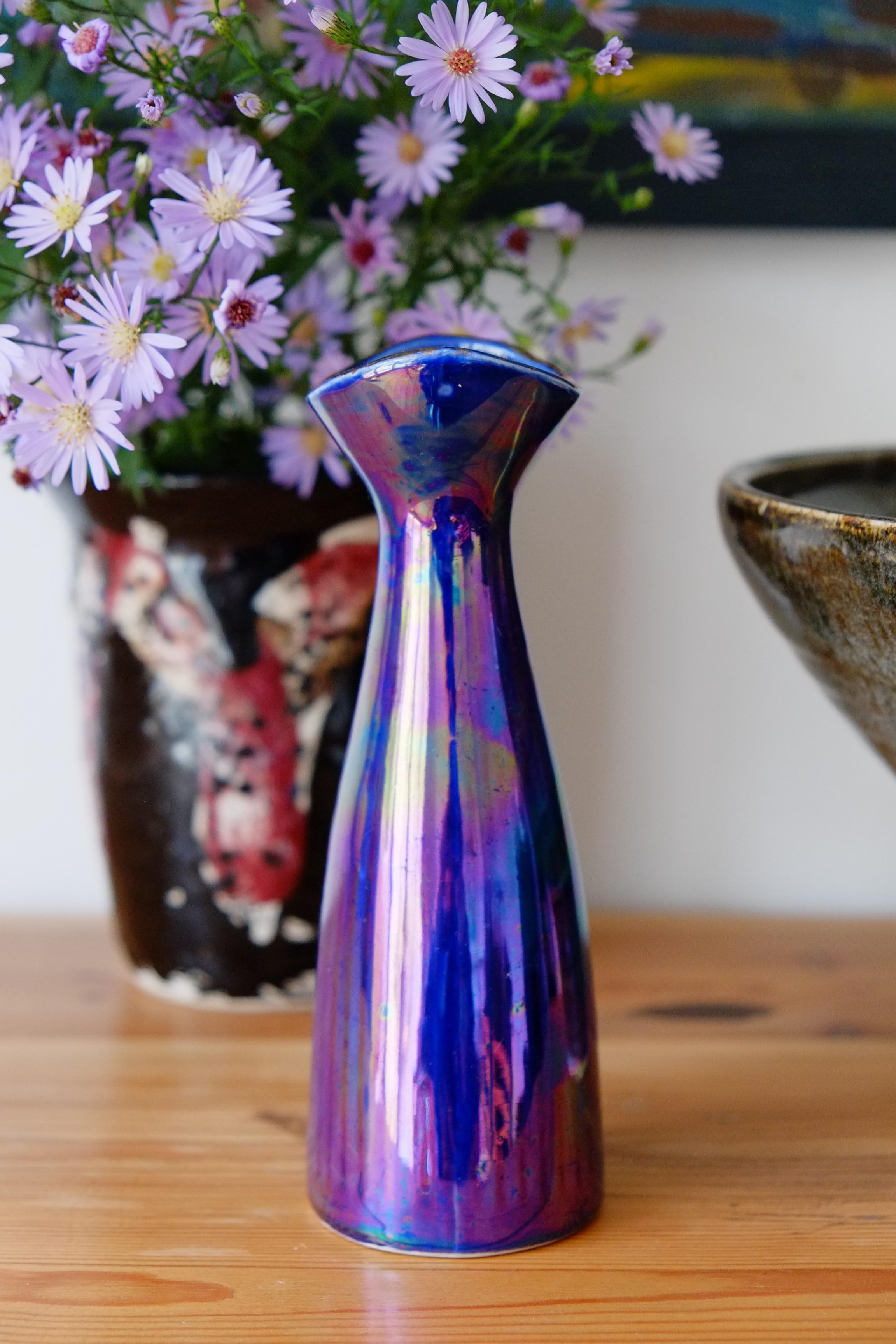 Vase Art déco ancien en céramique irisée, fabriqué en Angleterre en vente 4