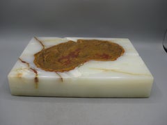 Cenicero grande para puros, antiguo, de estilo Art Déco, italiano, tallado en ónix natural