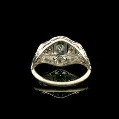 Anello antico Art Deco Jabel in oro bianco 18 carati con diamante inciso a filigrana da 0,60 carati