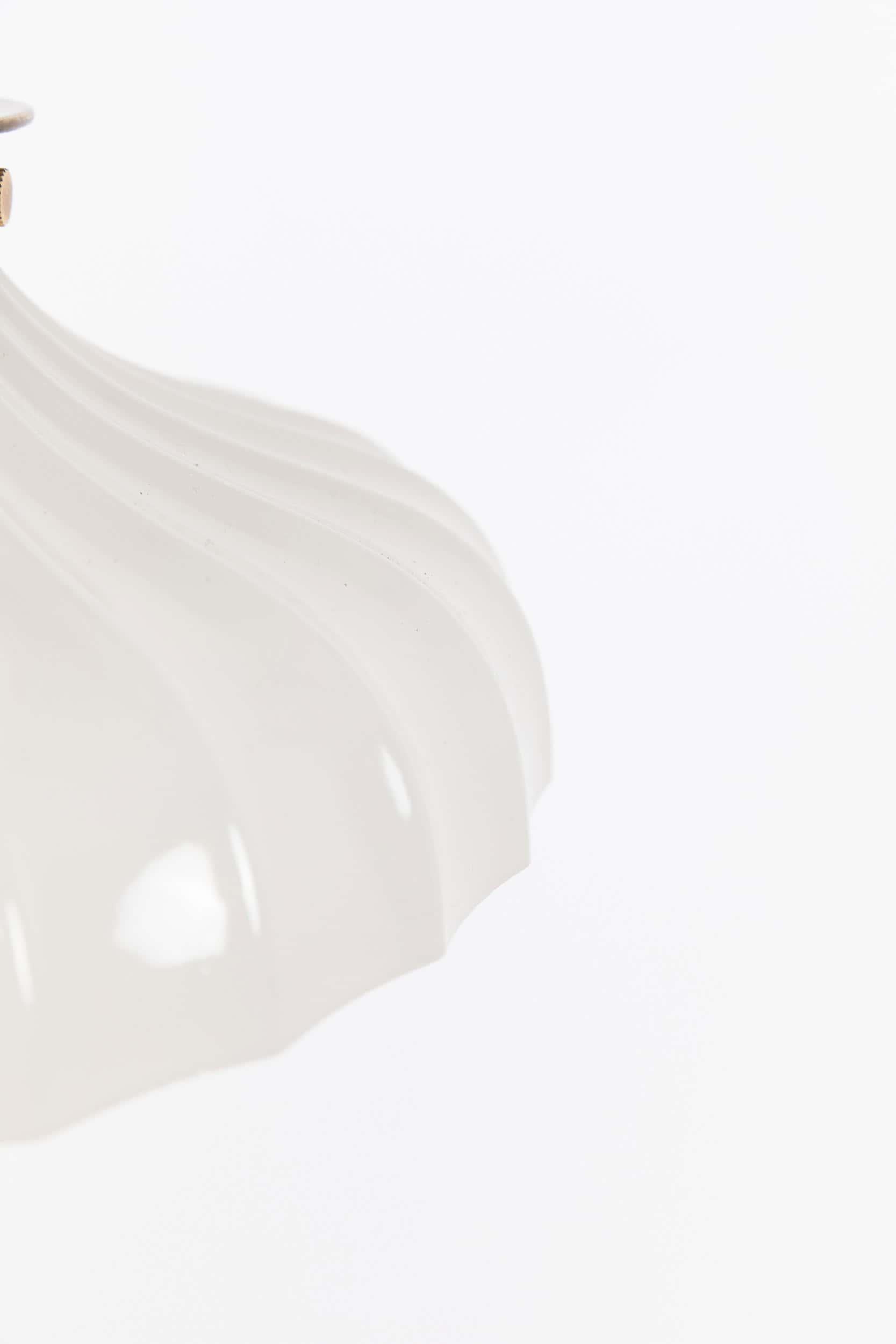 Pressed Antique Art Deco Jefferson Moonstone Doric Opaline Glass Light Pendant, C.1930