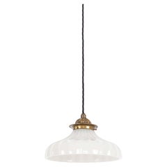 Antico pendente in vetro opalino dorico Art Deco Jefferson Moonstone, C.C. 1930