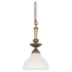 Antique Art Deco Jefferson 'Moonstone' Milk Glass Light Pendant, C.1930