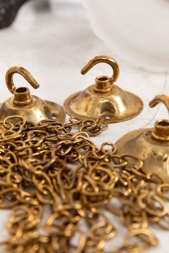 Antico pendente a luce d'ottone in vetro opalino Art Deco Jefferson, C.C. 1930