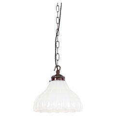 Antique Art Deco Jefferson Moonstone Opaline Glass Light Pendant, C.1930