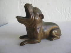 Antique Art Deco Jennings Brothers Bronze Bulldog Dog Cigar Figural Ashtray