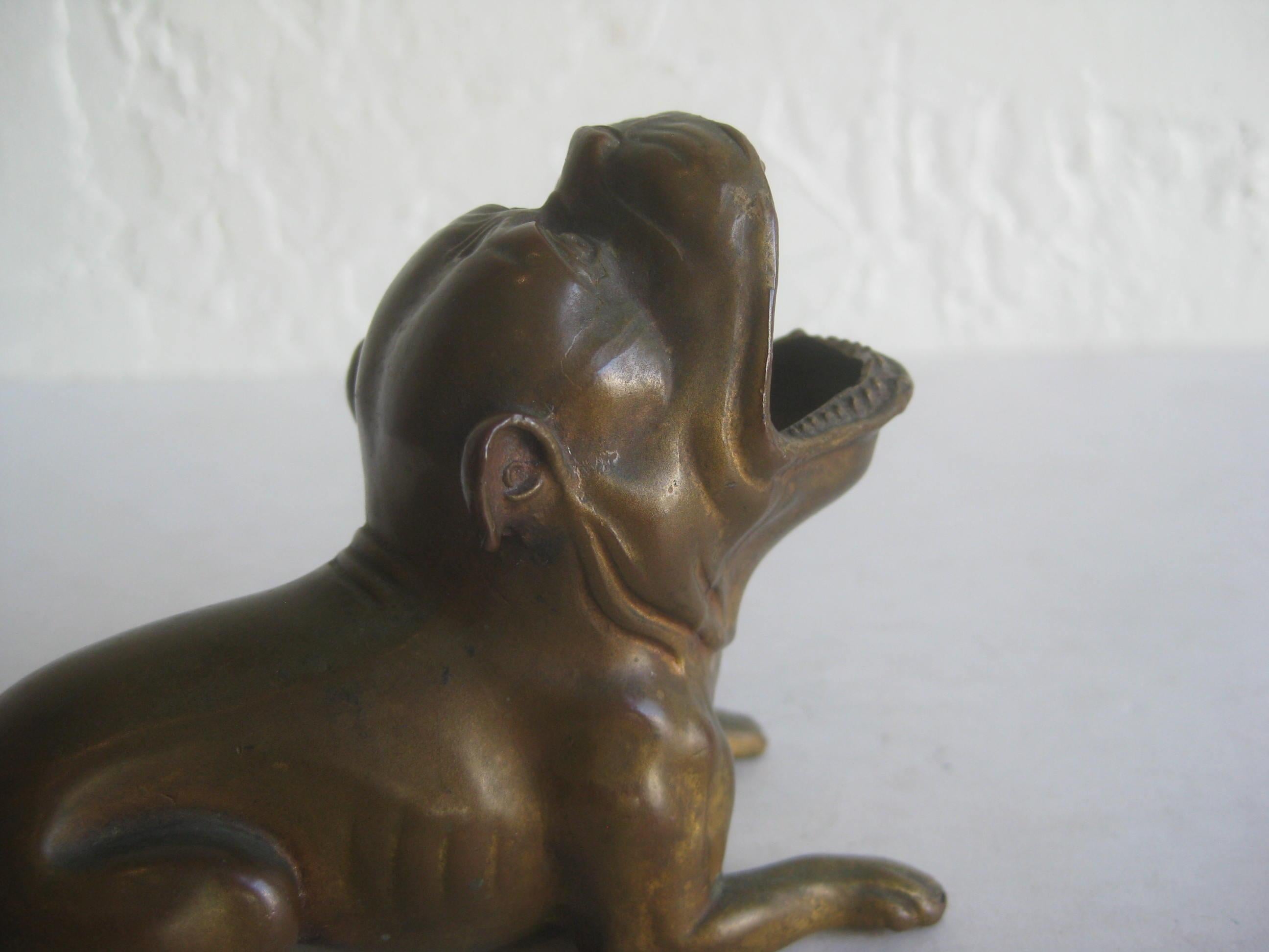 20th Century Antique Art Deco Jennings Brothers Bronze Bulldog Dog Cigar Figural Ashtray