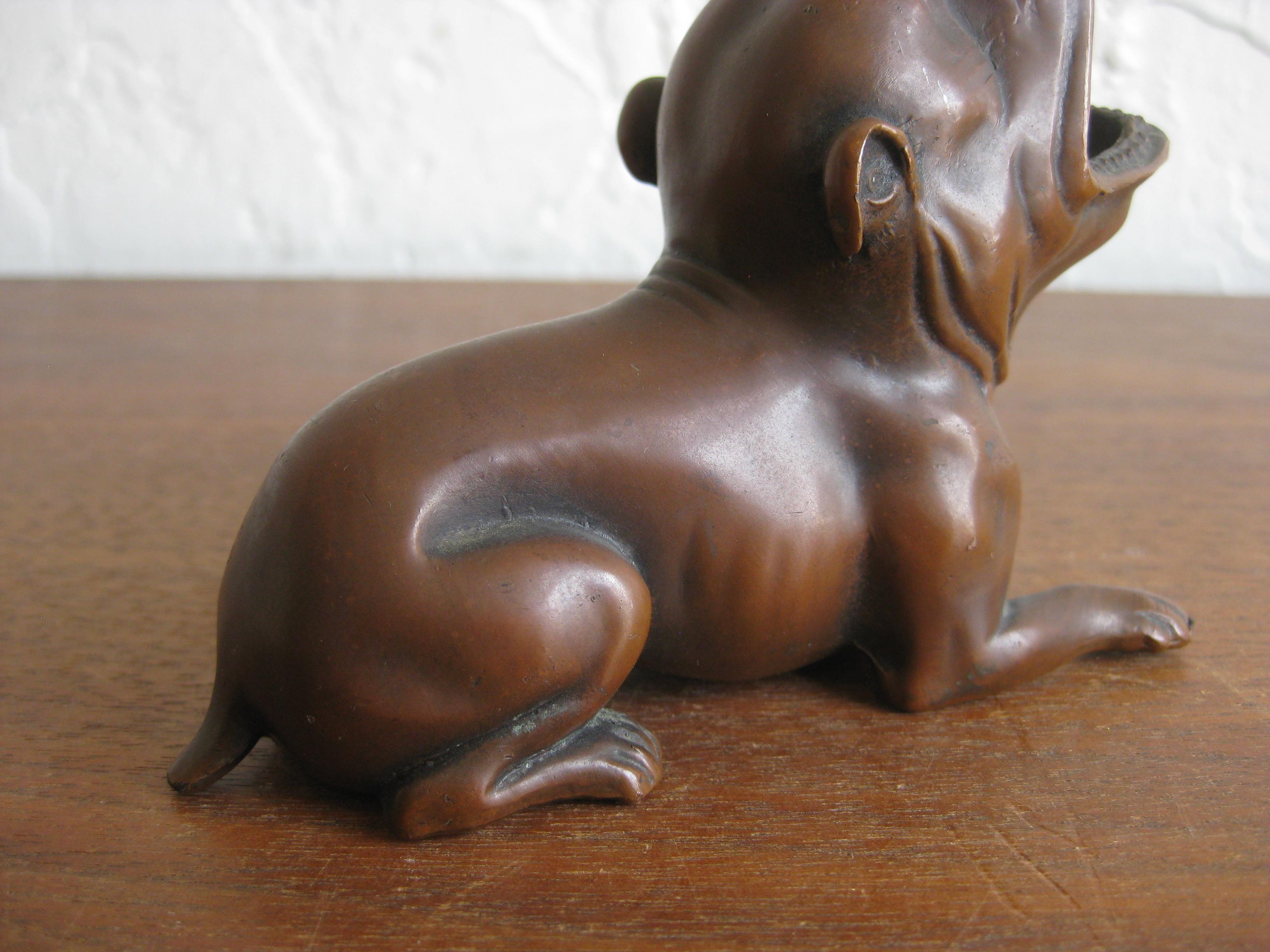 Antique Art Deco Jennings Brothers Bronze Bulldog Dog Cigar Figural Ashtray 1