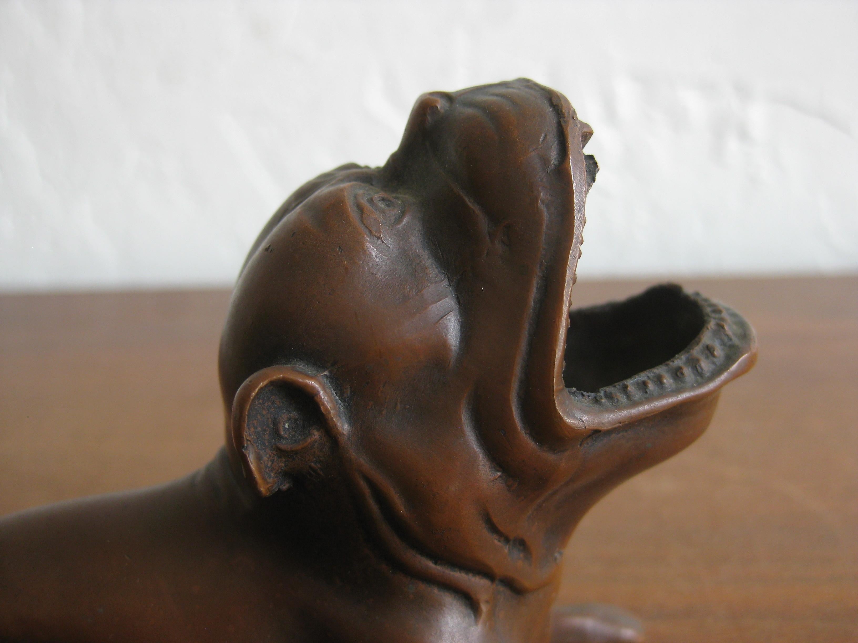 Antique Art Deco Jennings Brothers Bronze Bulldog Dog Cigar Figural Ashtray 2