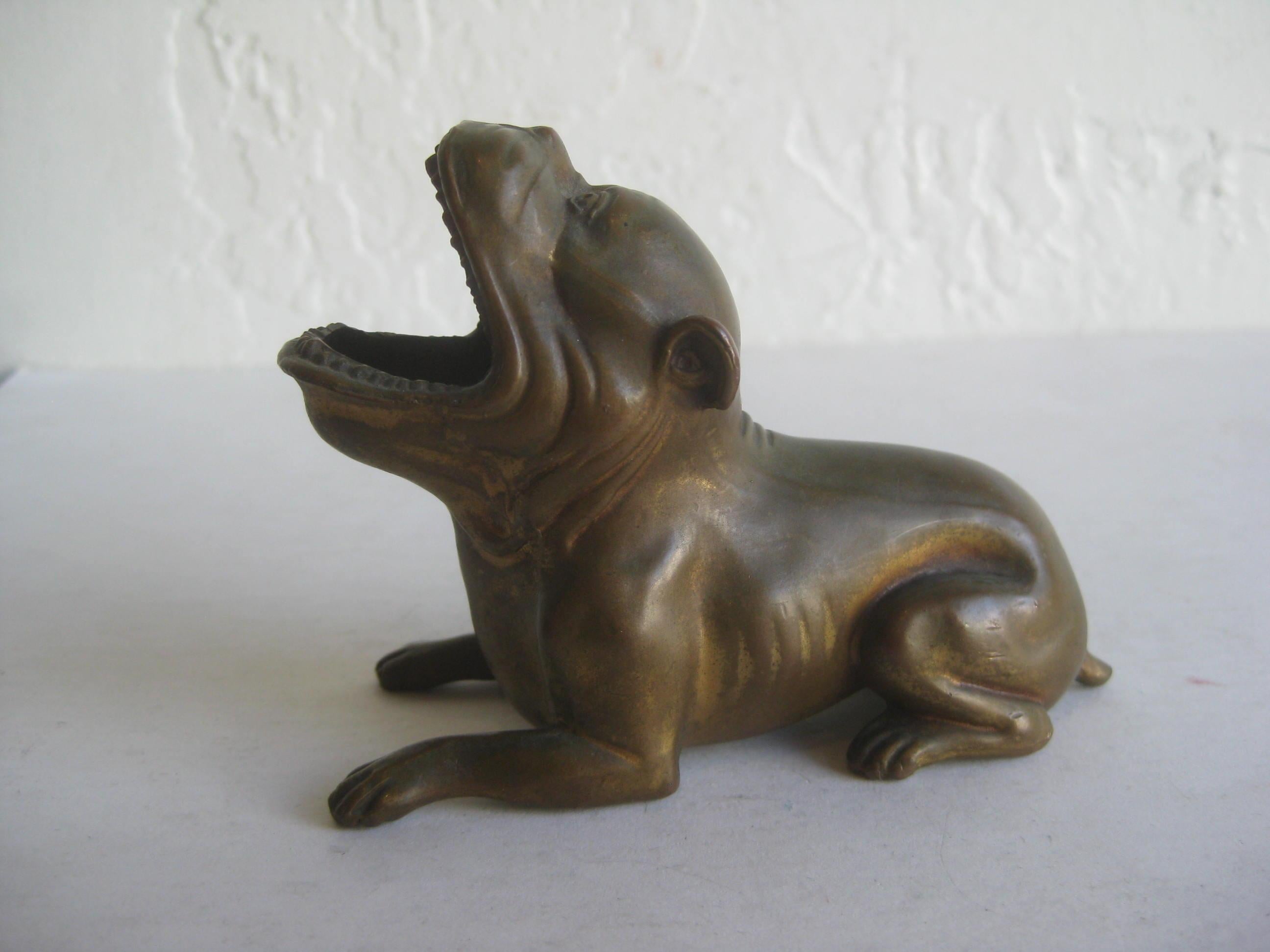 Antique Art Deco Jennings Brothers Bronze Bulldog Dog Cigar Figural Ashtray 2