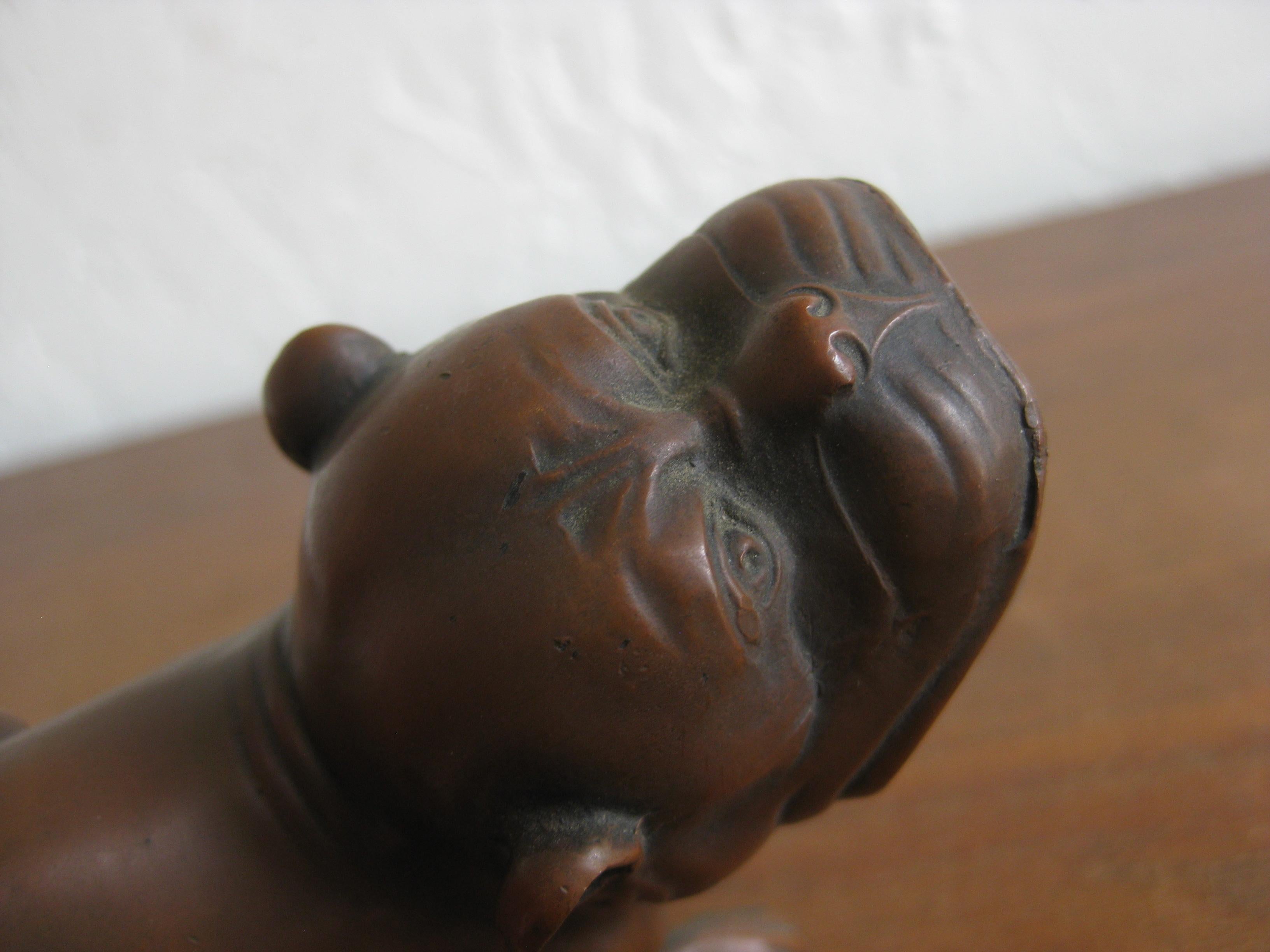 Antique Art Deco Jennings Brothers Bronze Bulldog Dog Cigar Figural Ashtray 3