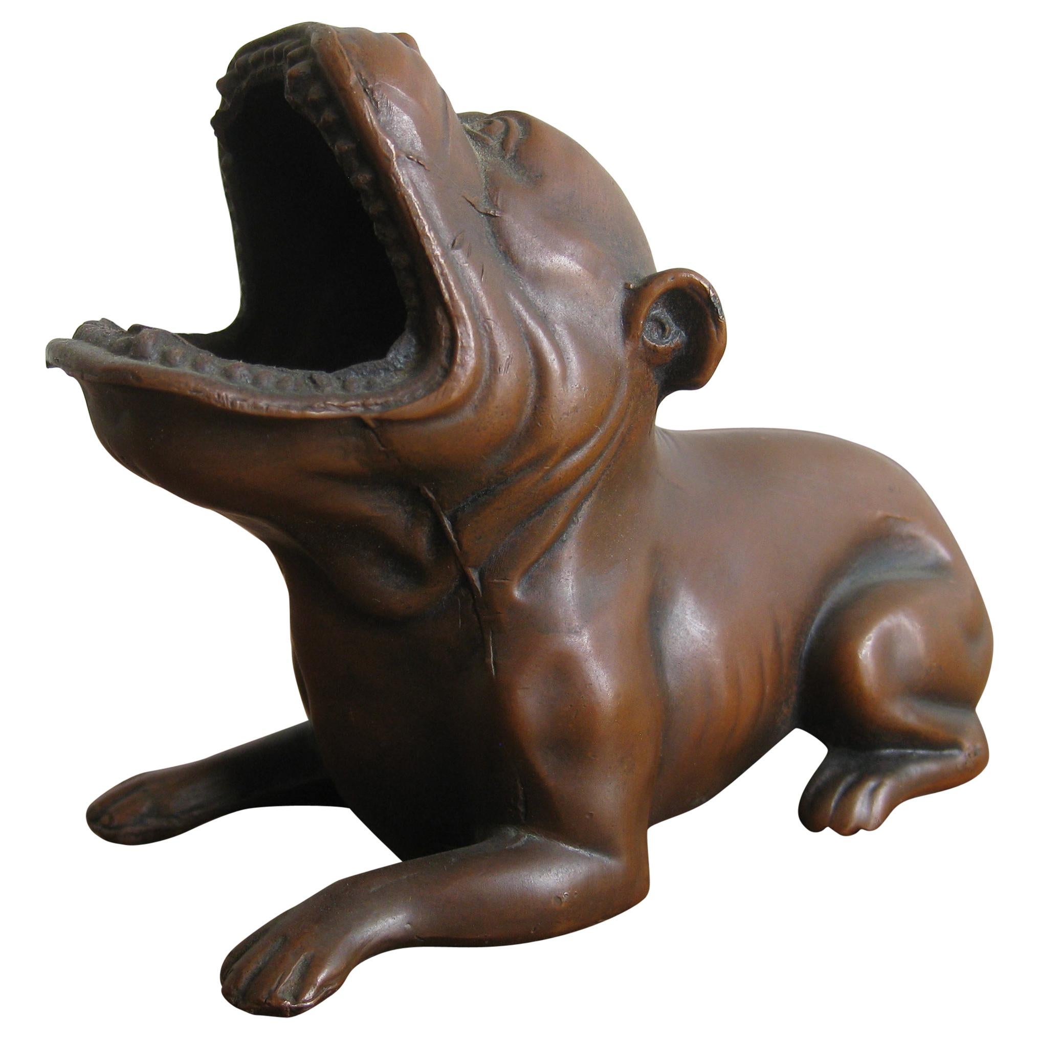 Antique Art Deco Jennings Brothers Bronze Bulldog Dog Cigar Figural Ashtray
