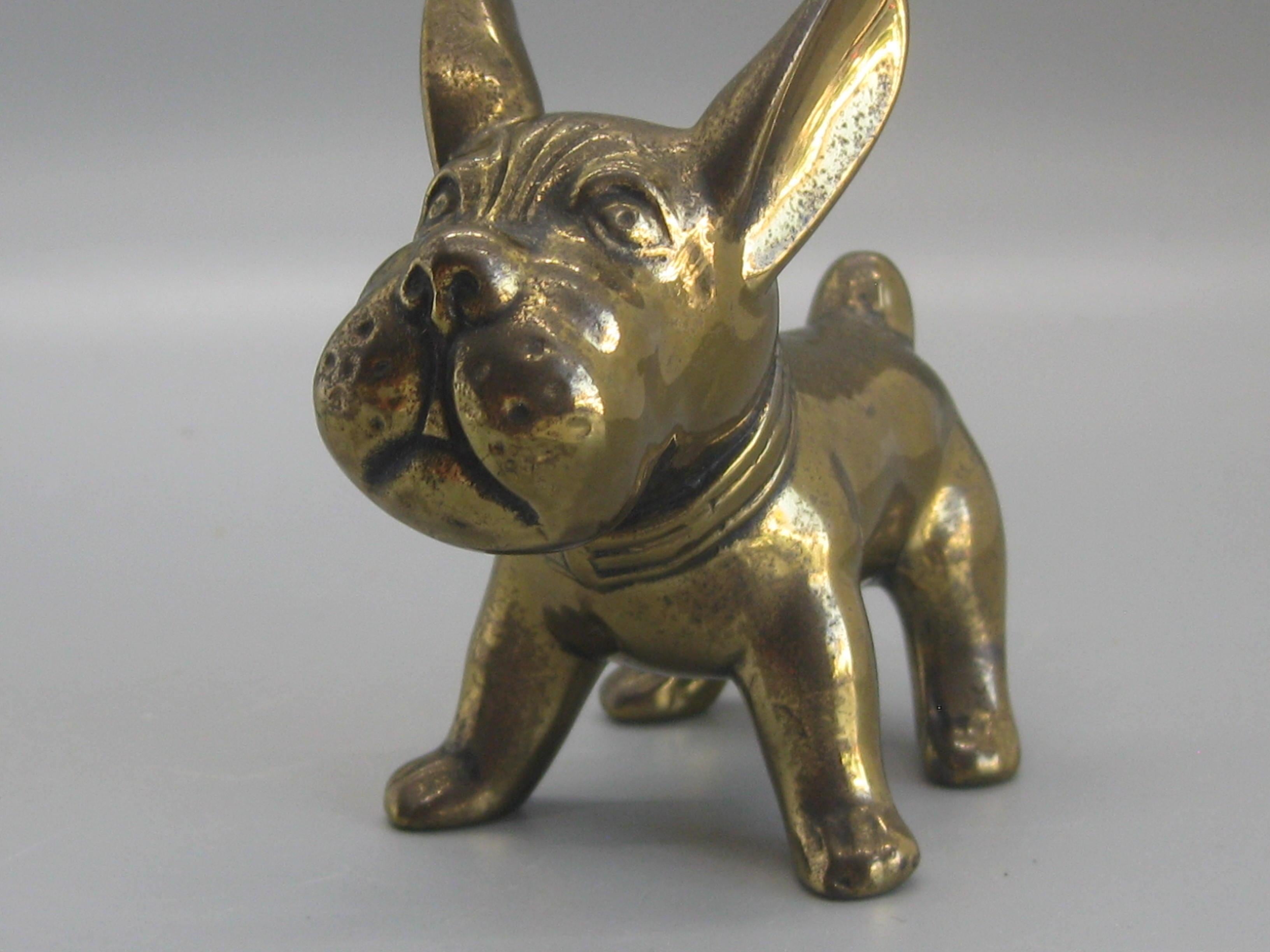 Antique Art Deco Jennings Brothers French Bulldog Dog Figural Brass Sculpture For Sale 2