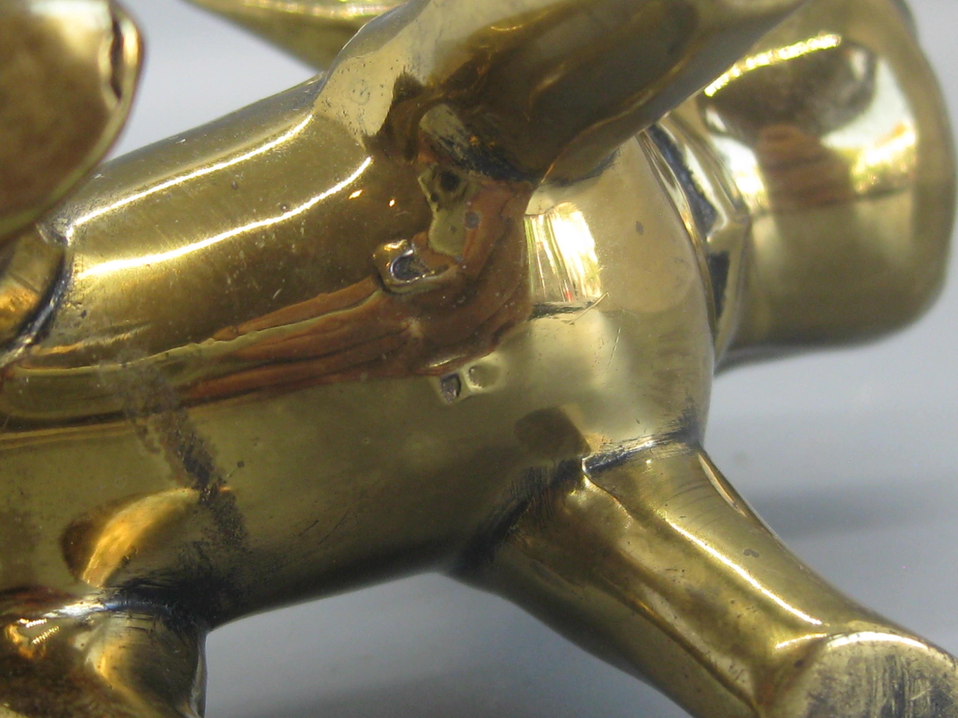 Antique Art Deco Jennings Brothers French Bulldog Dog Figural Brass Sculpture For Sale 4