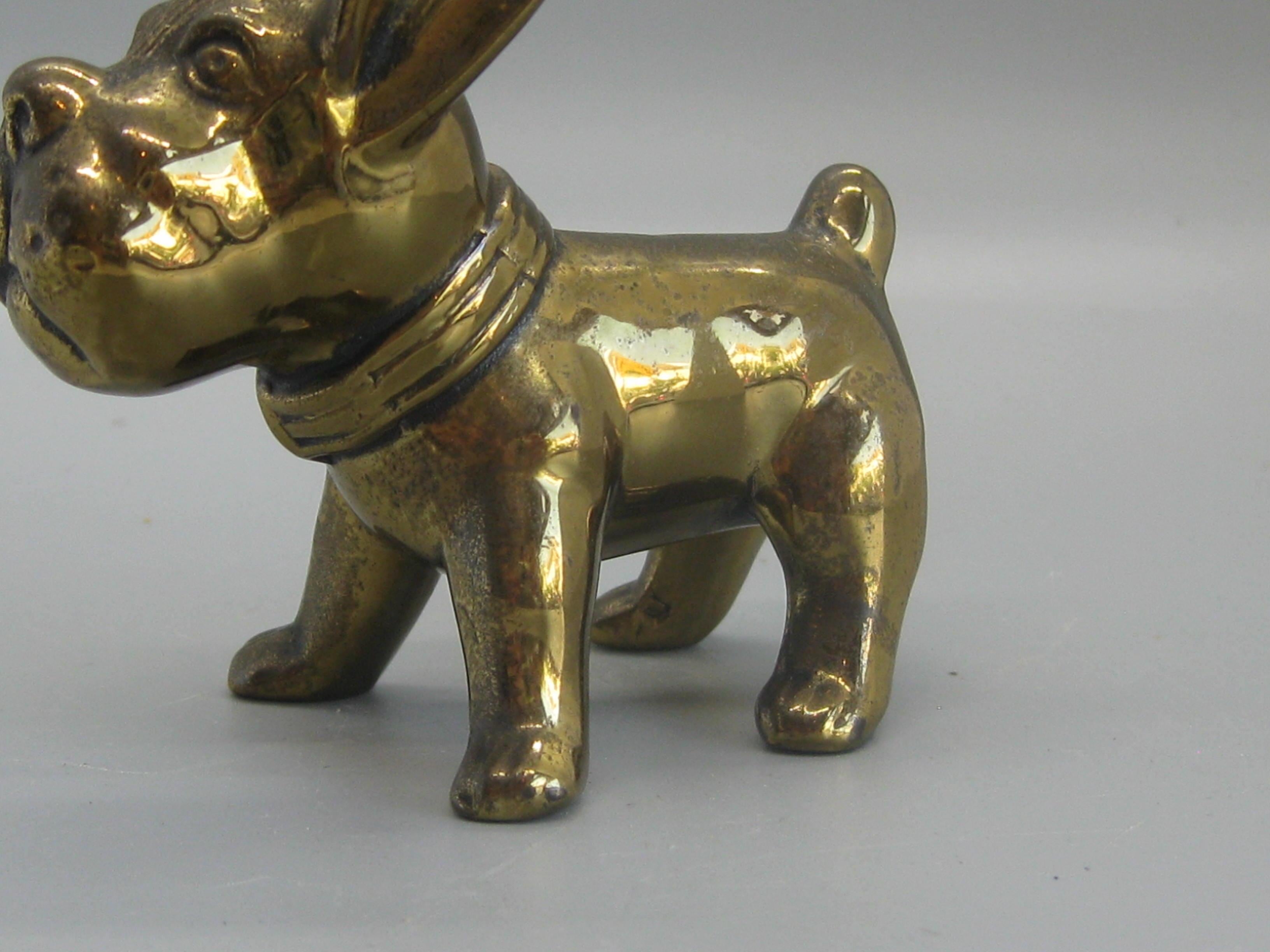 Américain Ancienne sculpture en laiton Art Déco Jennings Brothers French Bulldog Dog en vente