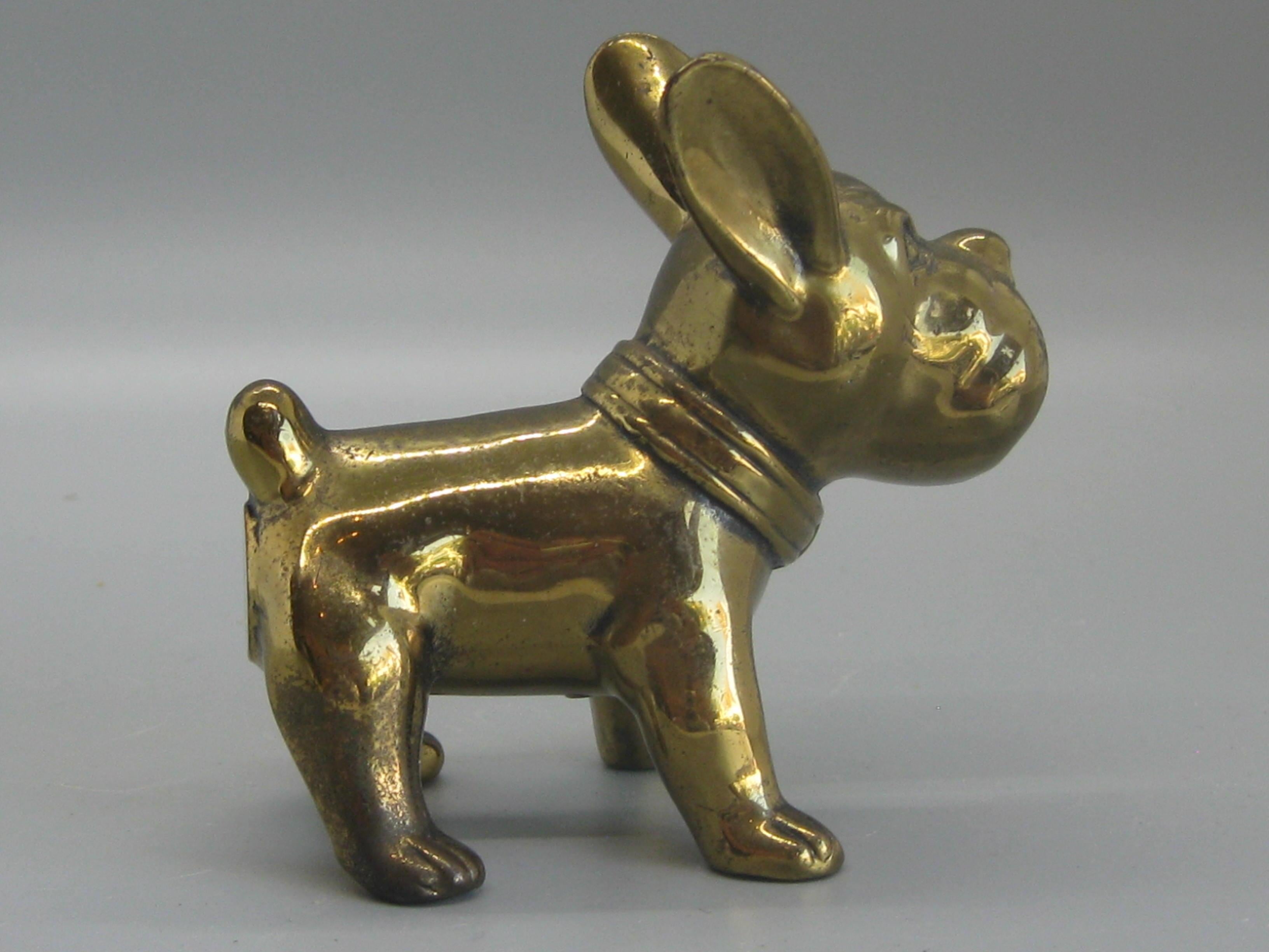 20ième siècle Ancienne sculpture en laiton Art Déco Jennings Brothers French Bulldog Dog en vente