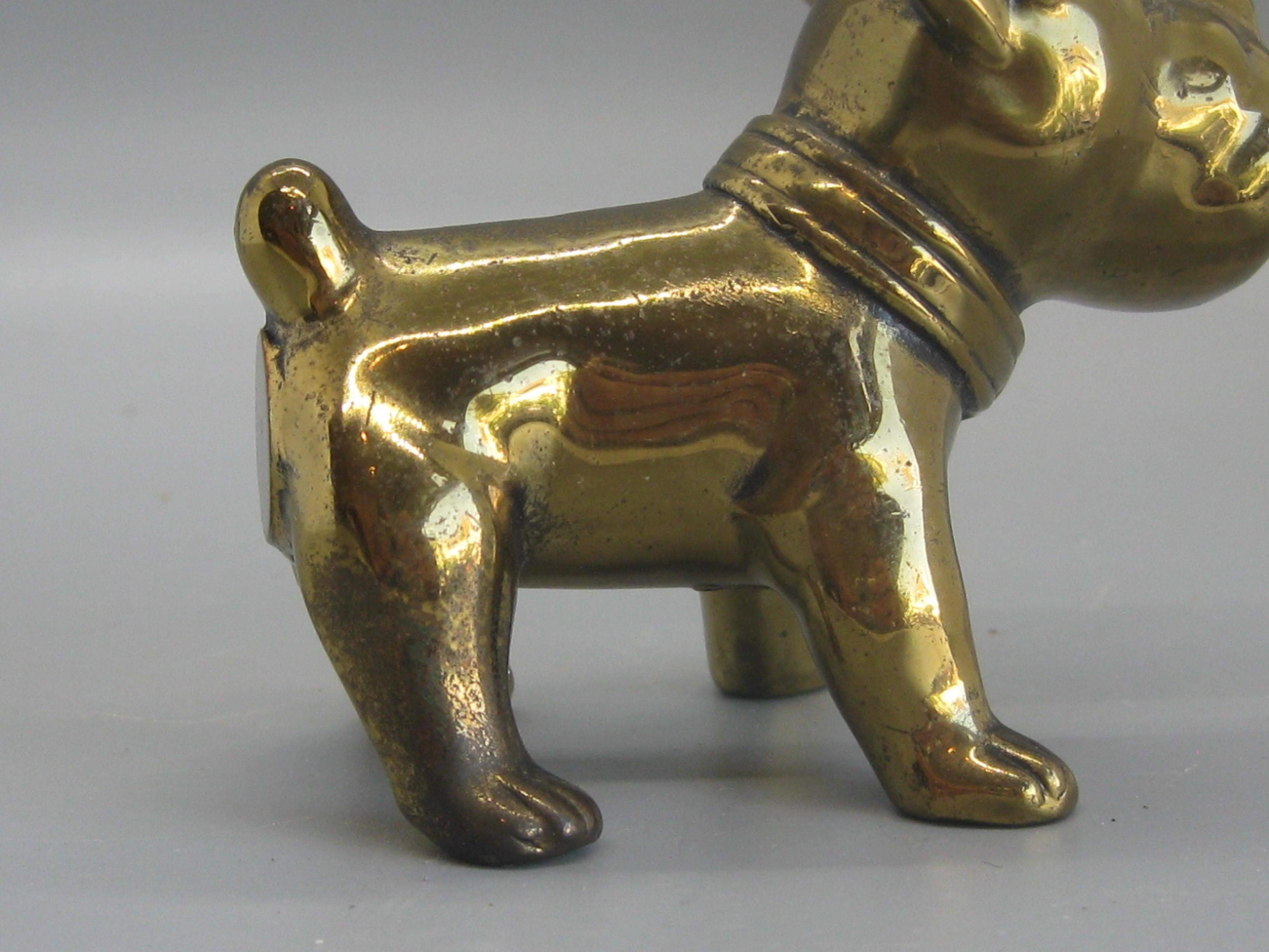 American Antique Art Deco Jennings Brothers French Bulldog Dog Figural Brass Sculpture For Sale
